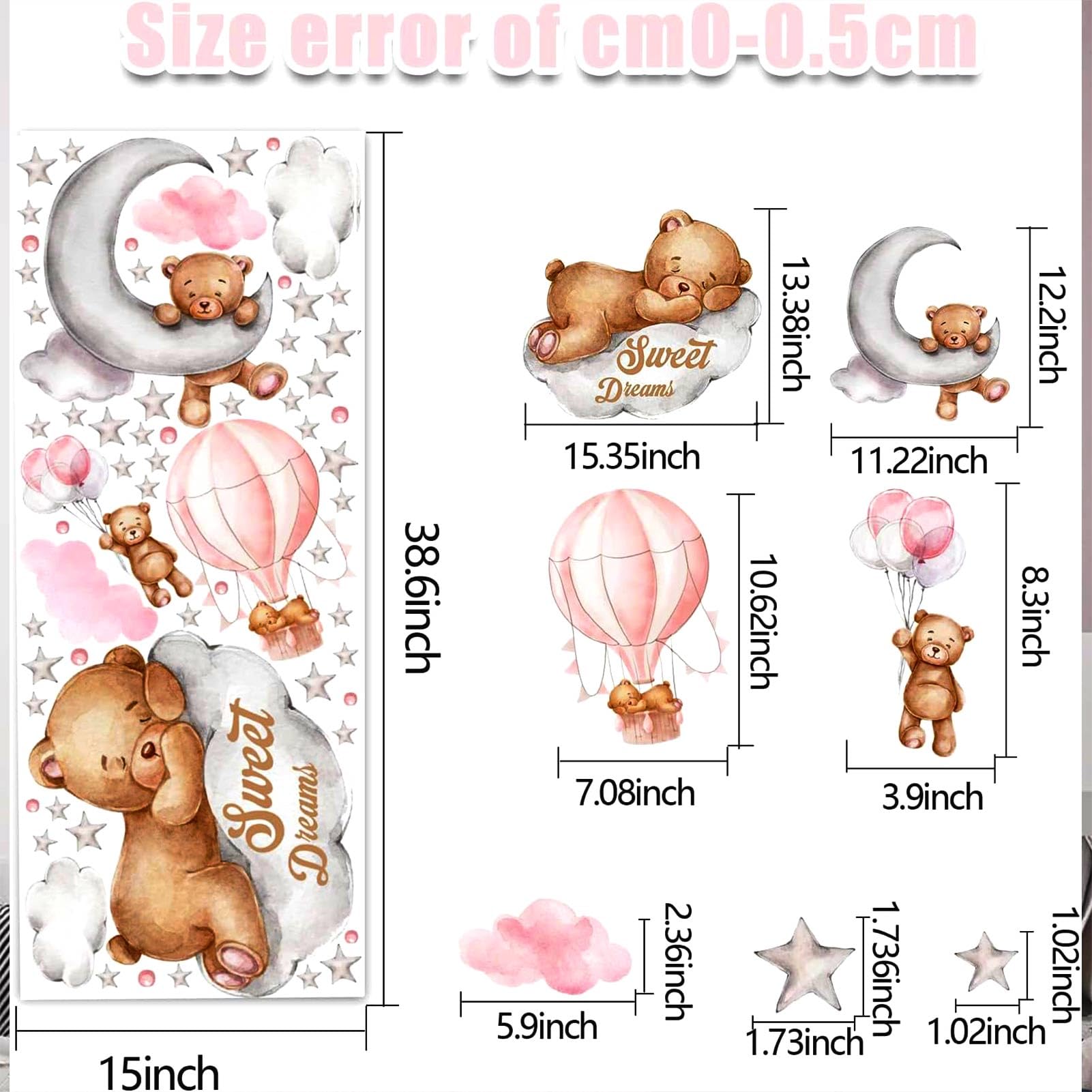 Moon & Stars Wall Decal for Nursery - Baby Room Decor for Boys & Girls - Perfect for Bedroom & Playroom