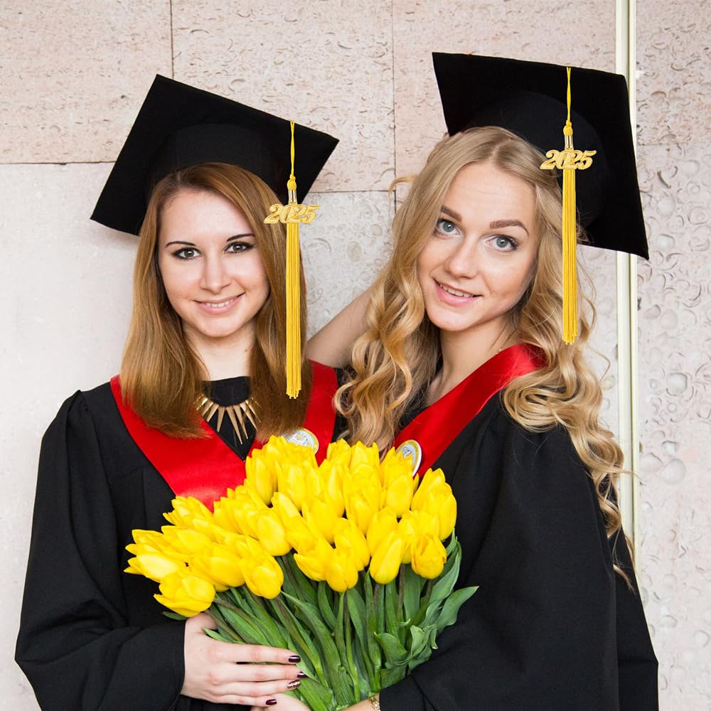 2025 Gold Graduation Tassel - 2 Pack Premium Graduation Cap Decorations with 2025 Charm for Graduation Hat, Party & Ceremony - Perfect for High School & College Graduation Celebrations