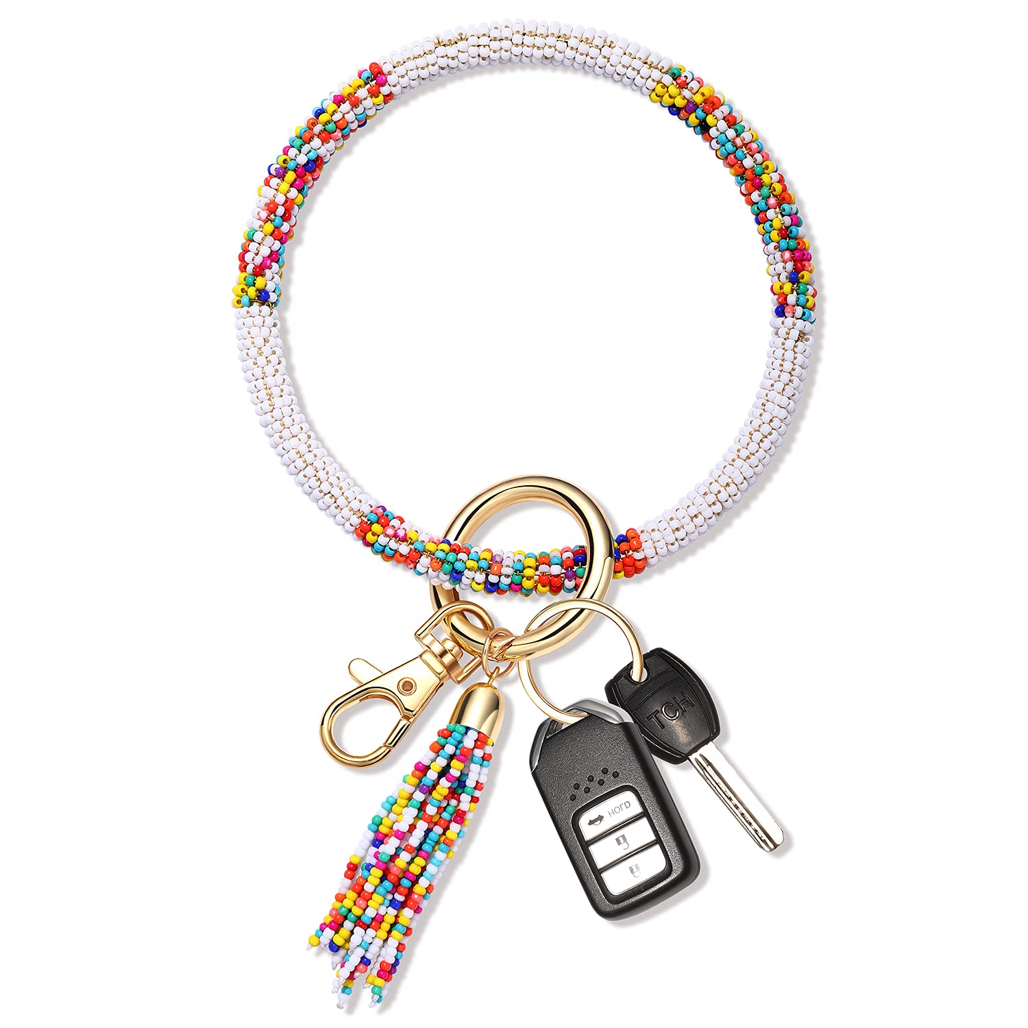 Handmade Beaded Keychain Bracelet for Women - Stylish Tassel Key Ring Holder for House & Car Keys - Boho Wristlet Accessory for Everyday Use, Gifts & Travel