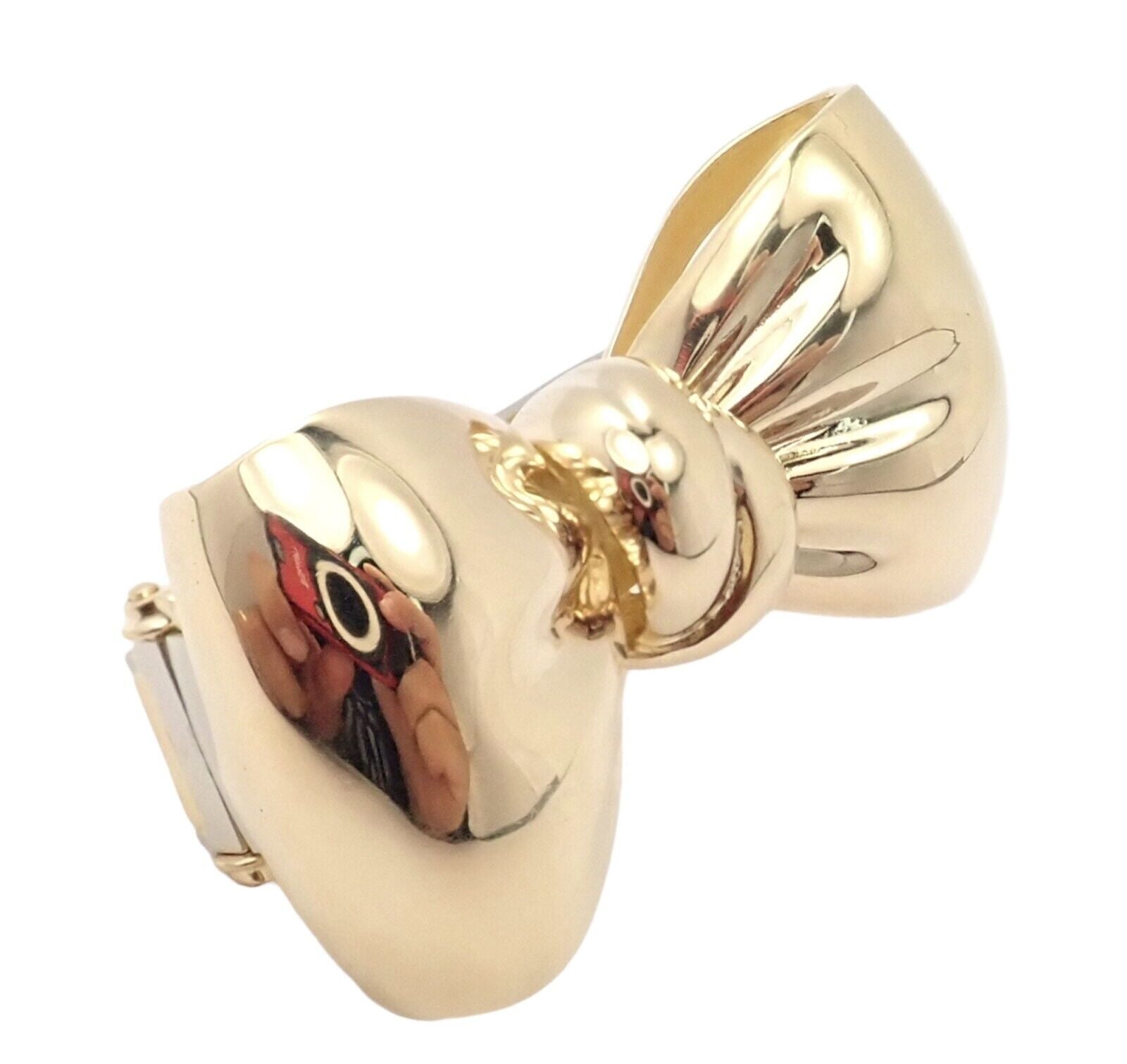 Authentic Van Cleef & Arpels 18k Yellow Gold Bow Pin Brooch - Vintage Luxury Jewelry for Women, Perfect for Weddings & Special Occasions
