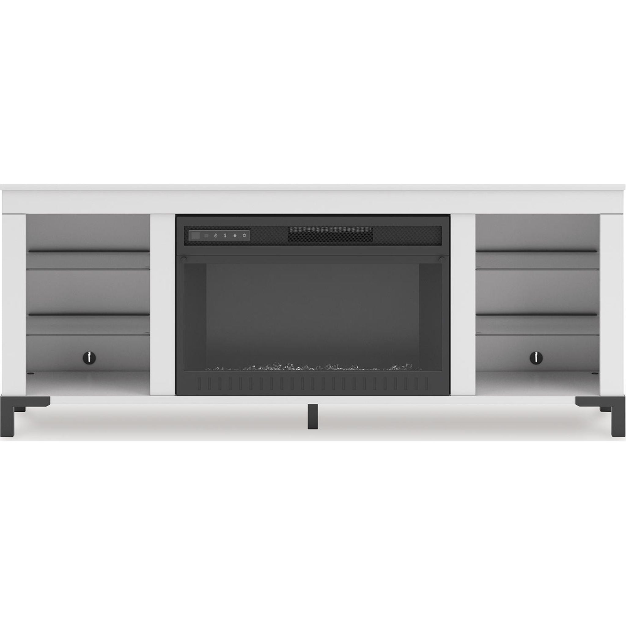 Modern White TV Stand with Electric Fireplace - Stylish Entertainment Center for Living Room, Bedroom & Home Theater
