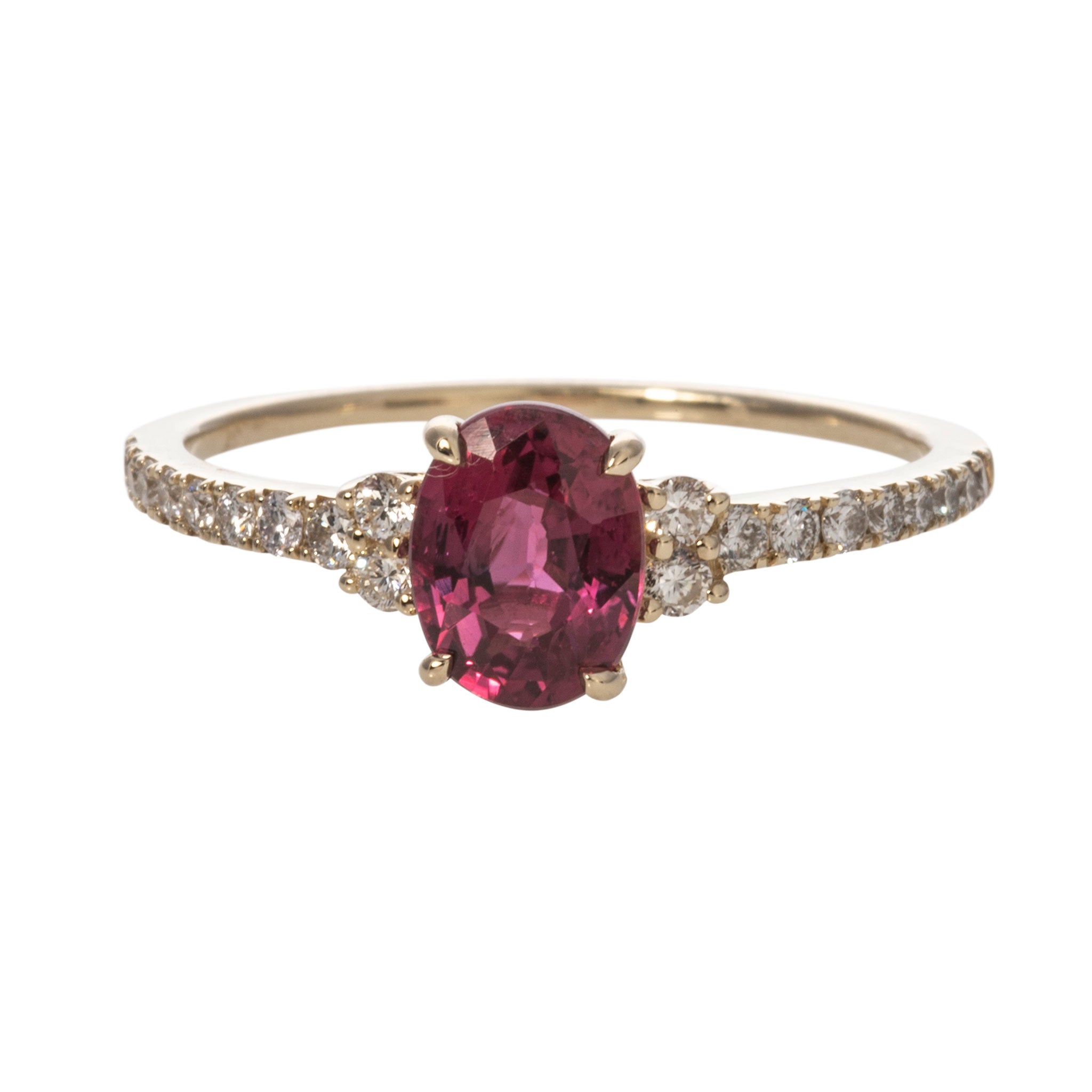 14K Yellow Gold Oval Ruby & Diamond Ring for Women - Elegant Jewelry Gift for Engagement, Anniversary & Special Occasions