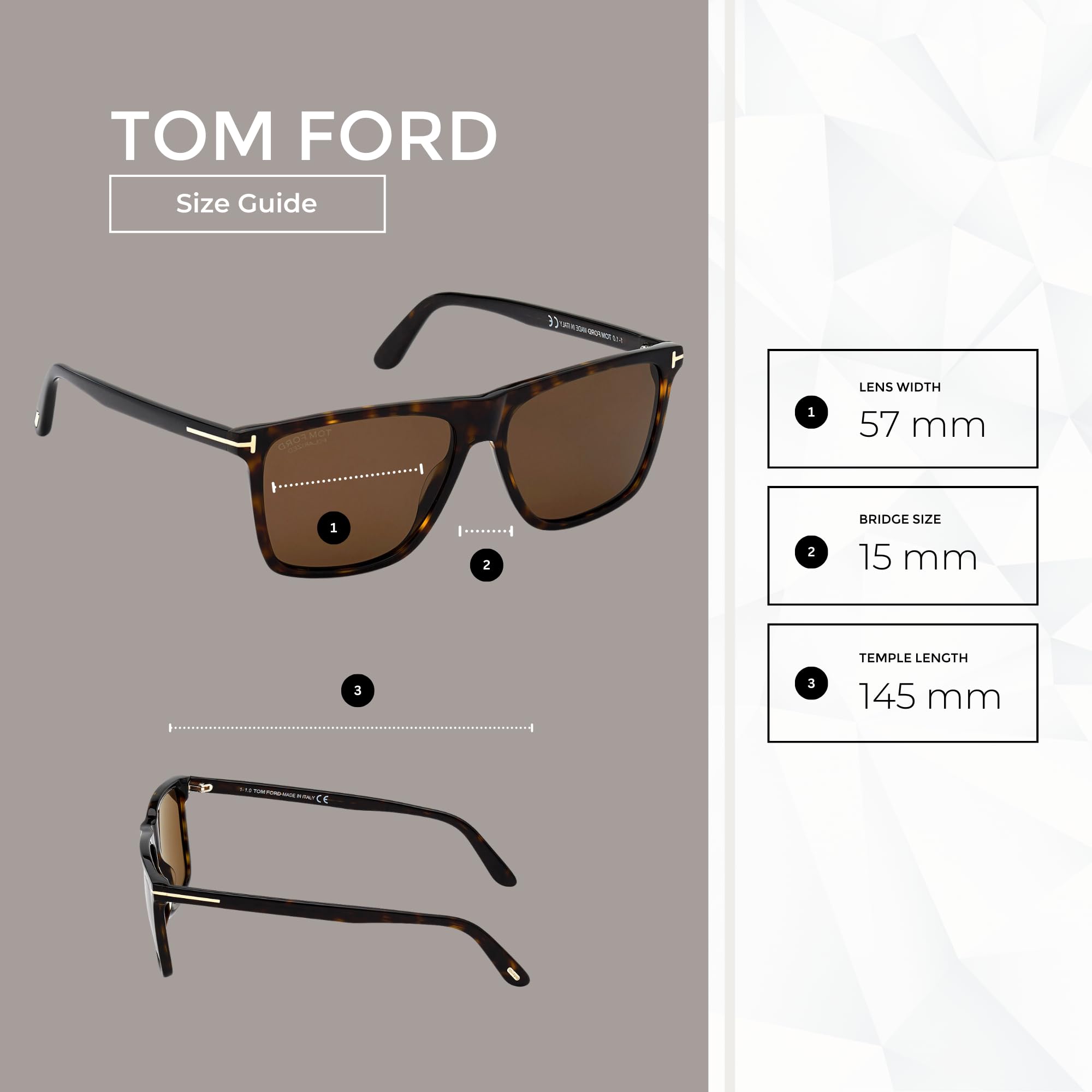 Tom Ford Fletcher FT0832 Square Sunglasses for Men - Premium UV Protection Polarized Lenses + iWear Eyewear Cleaning Kit Bundle | Stylish Designer Shades for Driving, Travel & Outdoor Activities