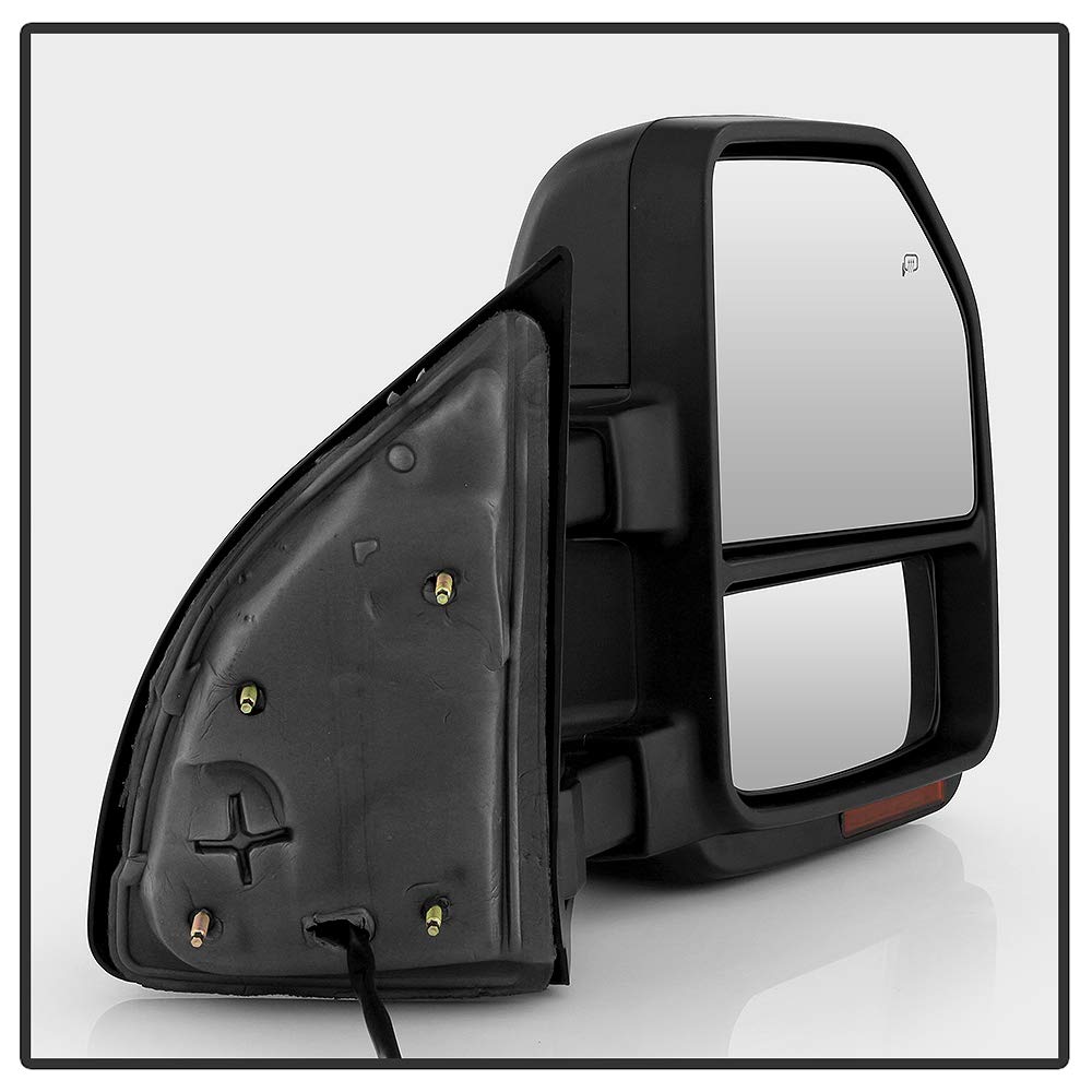ACANII Telescoping Power Heated LED Signal Towing Mirrors for 2008-2016 Ford F250 F350 F450 - Smoke Lens, Left & Right Set - Perfect for Towing, Night Driving & Off-Road Adventures