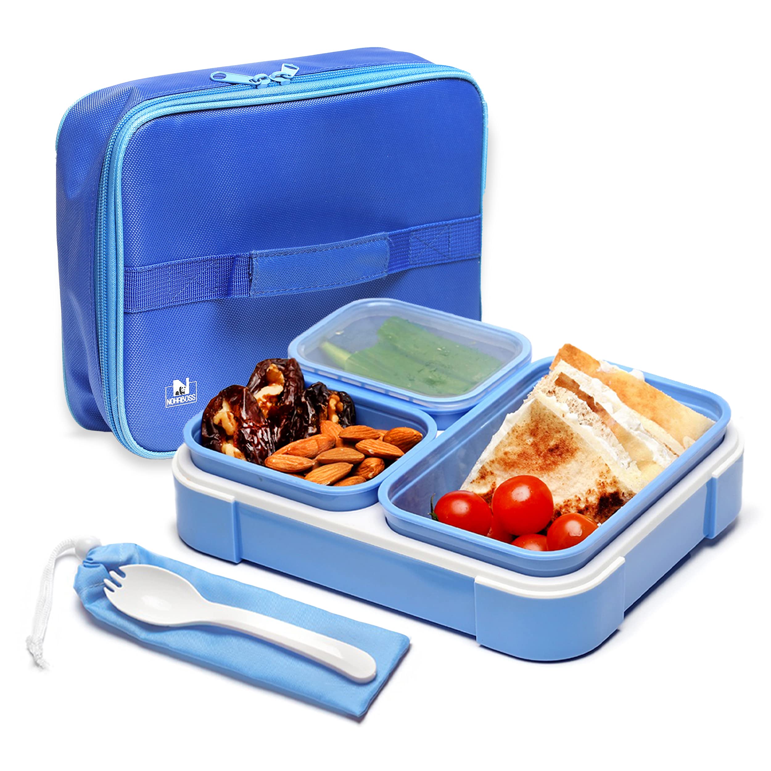 Eco-Friendly Reusable Bento Box for Adults & Kids - 3 Compartment Insulated Lunch Box with Leakproof Lids - Perfect for School, Office, Picnics & Meal Prep - Includes Cooling Bag for Fresh Food Storage