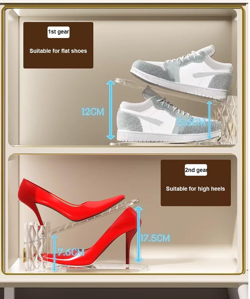 Transparent Shoe Slots Organizer Set - Anti-Slip & Space-Saving Shoe Display Rack for Closet Storage (20-Piece, Red) - Perfect for Organizing Sneakers, Heels & Boots in Bedroom or Entryway