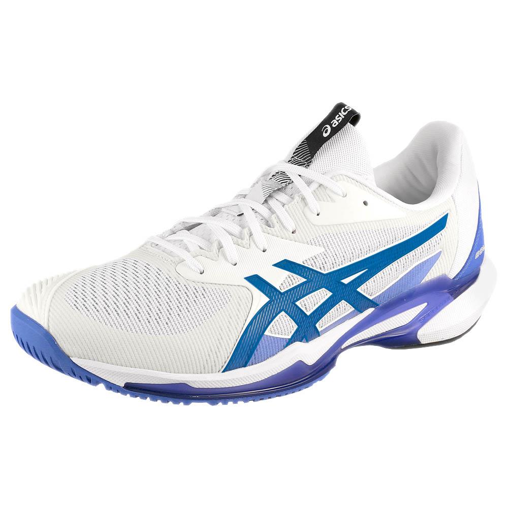 ASICS Men's Solution Speed FF 3 Tennis Shoes - White/Tuna Blue - Lightweight Performance Court Shoes for Competitive Play & Training