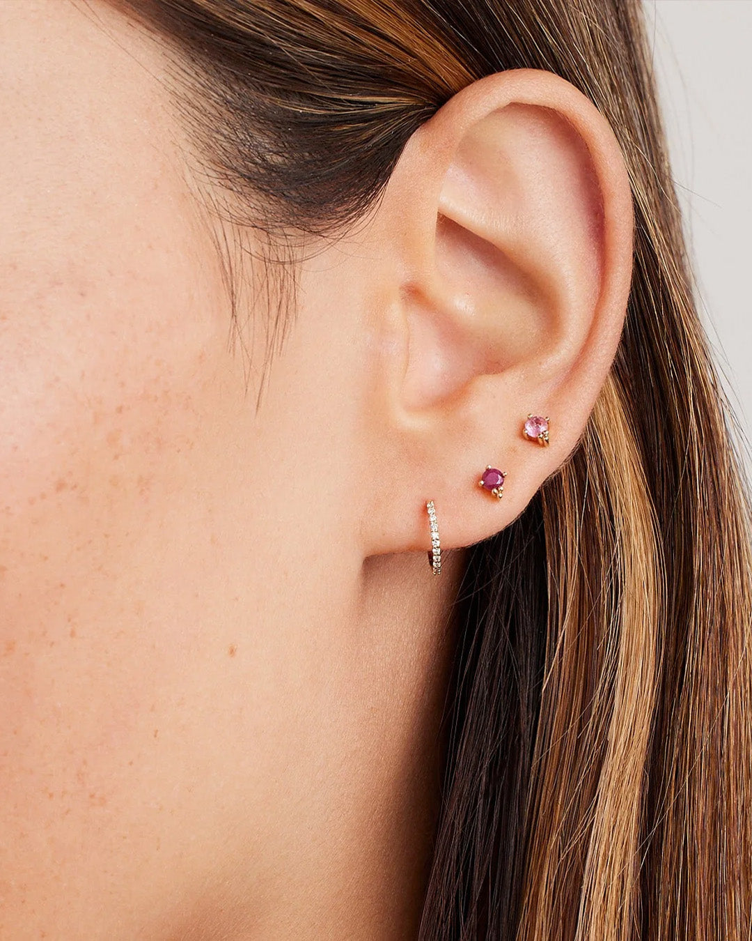 Diamond Pavé Single Huggie Earrings for Women - 14K Gold Plated Hoop Earrings for Everyday Wear & Special Occasions
