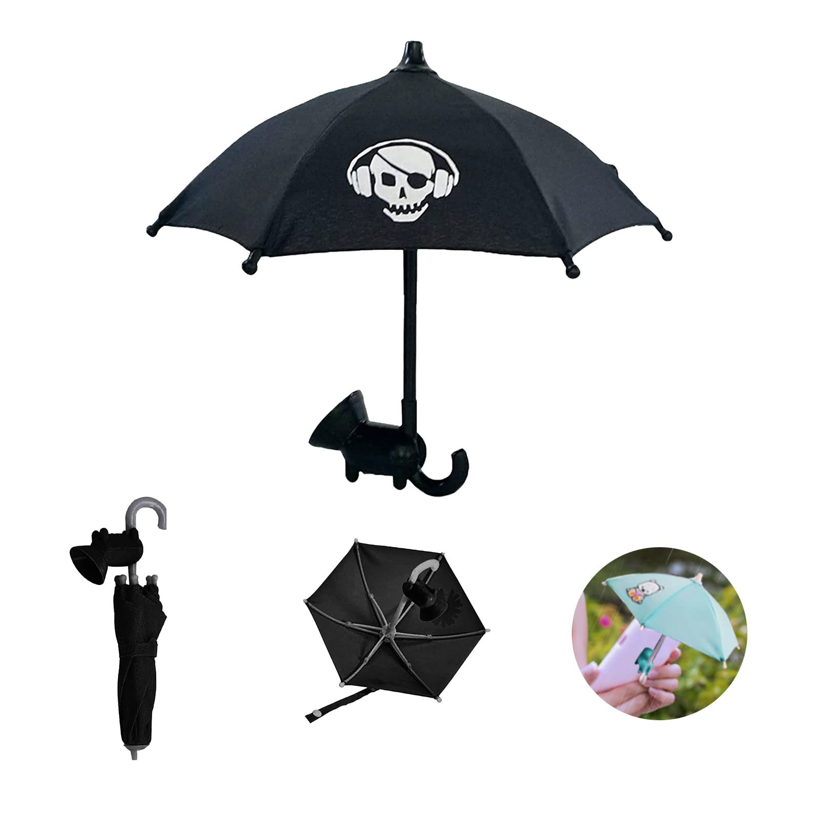 Universal Adjustable Phone Sun Shade Umbrella - Anti-Glare & Rainproof Suction Cup Stand for Smartphones & Tablets - Perfect for Outdoor Reading, Beach, Driving, and Travel (Black)
