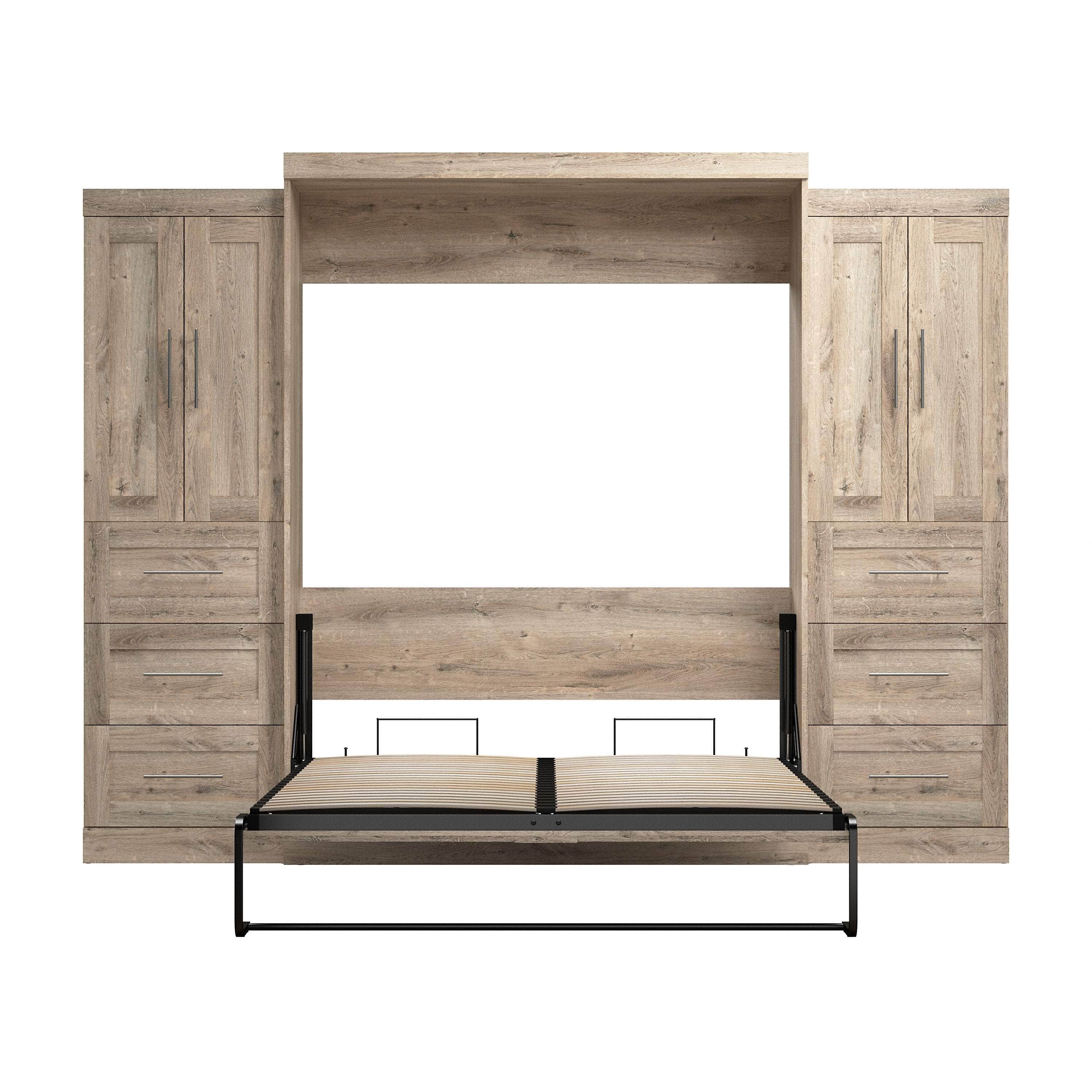 Pur Queen Murphy Wall Bed with Closet Storage Cabinets (115W) - 7 Color Options - Space-Saving Solution for Small Apartments, Guest Rooms & Home Offices