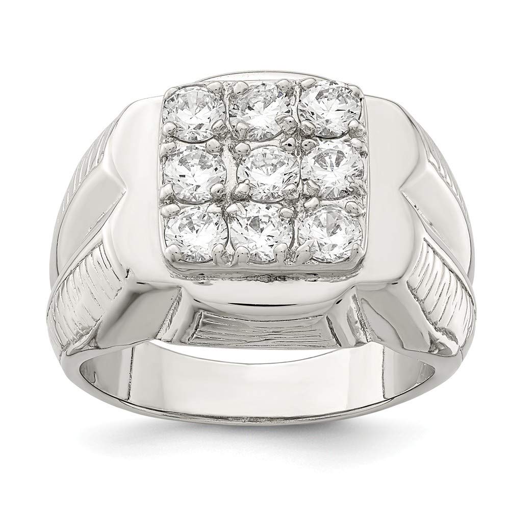 925 Sterling Silver Men's CZ Cubic Zirconia Simulated Diamond Ring - Solid Polished Open Back Design, Size 9 10 11 - Perfect Gift for Anniversary, Wedding & Formal Occasions