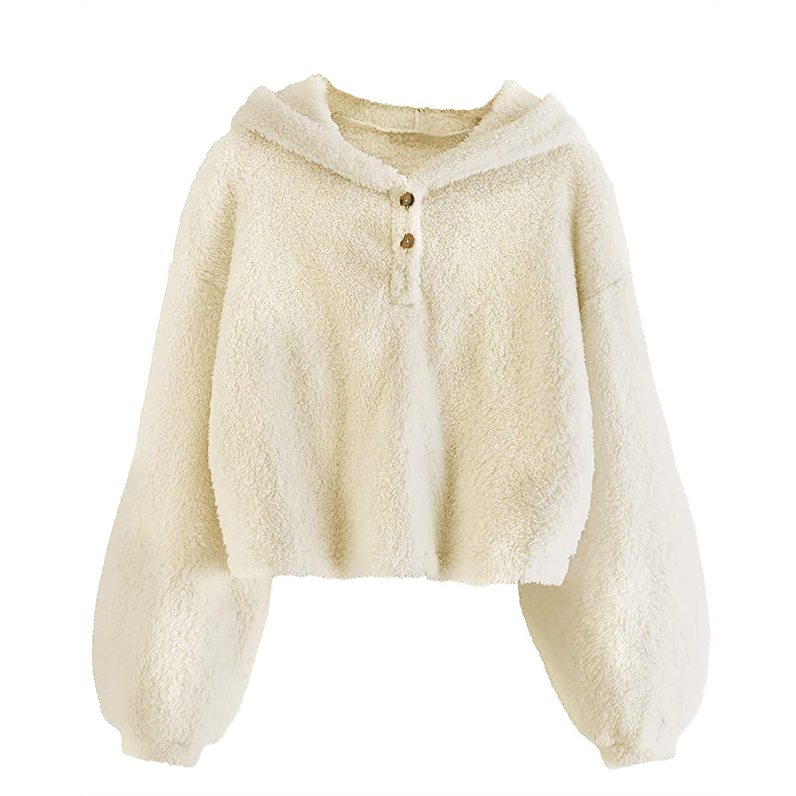 Girls Fleece Hoodie with Buttons - Warm & Loose Pullover Jacket for Kids | Sparkly Winter Coat for Girls | Perfect for School, Playdates & Outdoor Activities