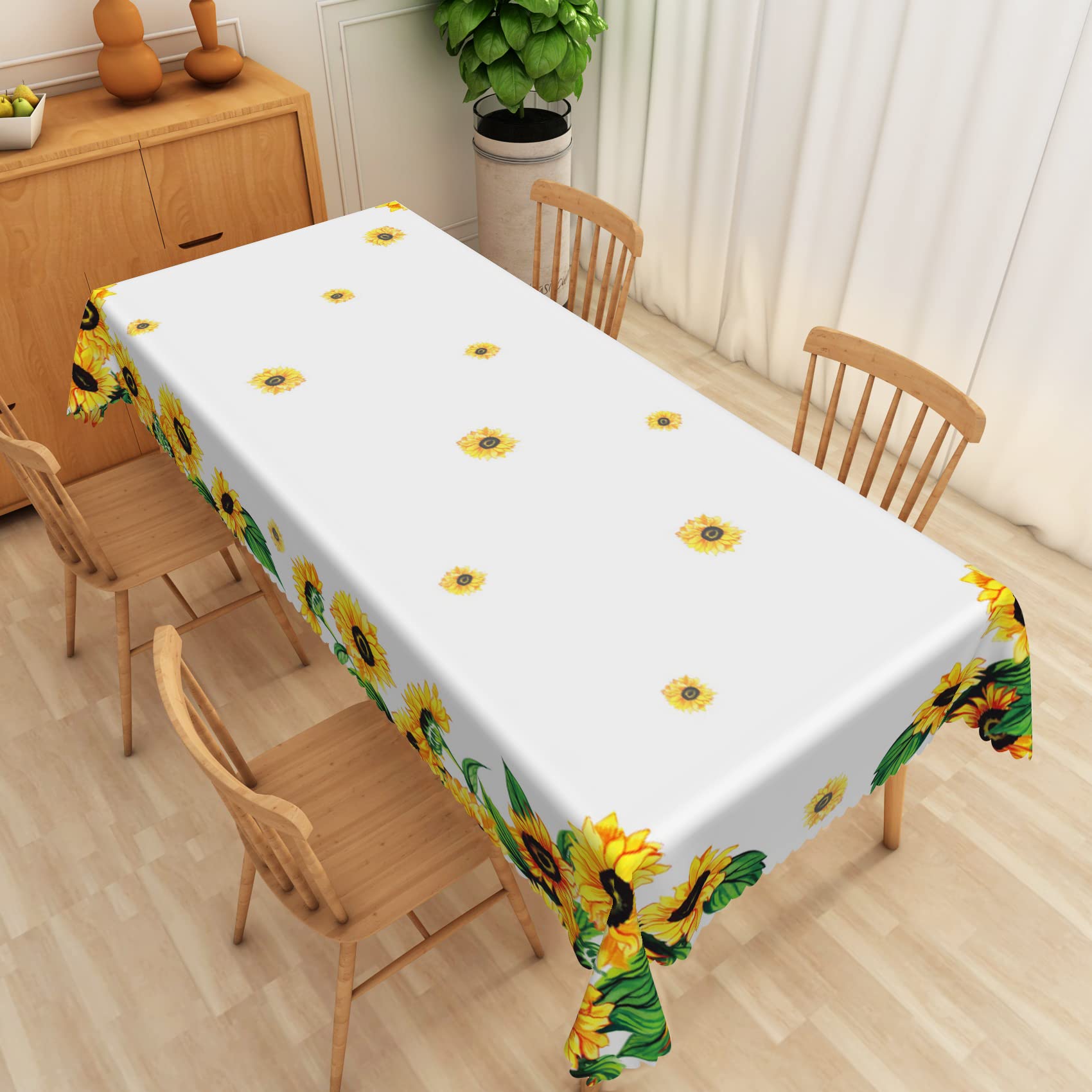 Baocicco 70x90 Inch Sunflower Floral Tablecloth - Waterproof Rectangle Rustic Countryside Table Cover for Dining Room, Kitchen, Party & Thanksgiving Decor - Autumn Home Decor for Family Gatherings