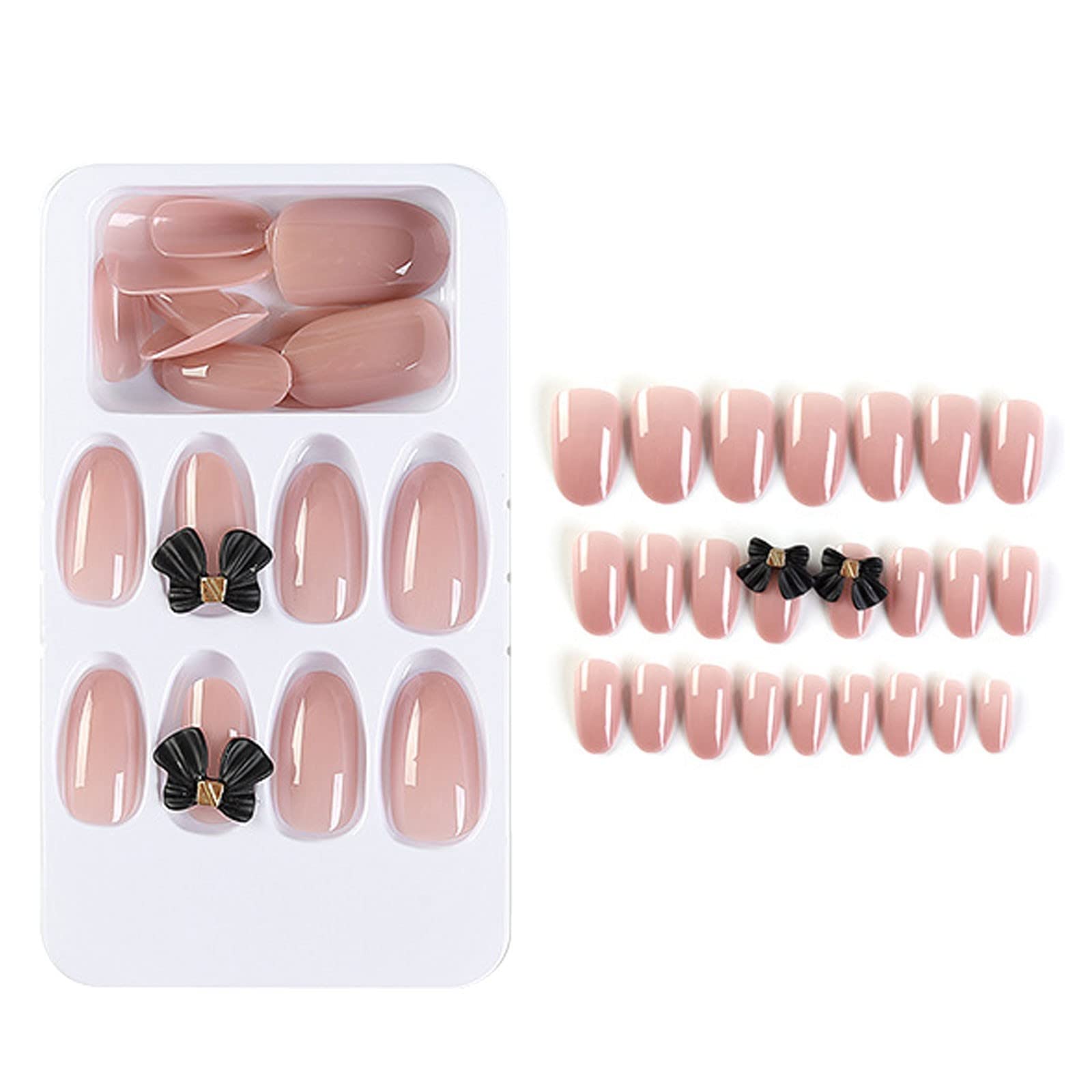 24pcs Medium Length Press On Nails - Reusable False Nails with Gel Polish Look, No Glue Needed, Solid Color Fake Nails for Manicure | Perfect for Parties, Weddings, Daily Wear & Special Occasions