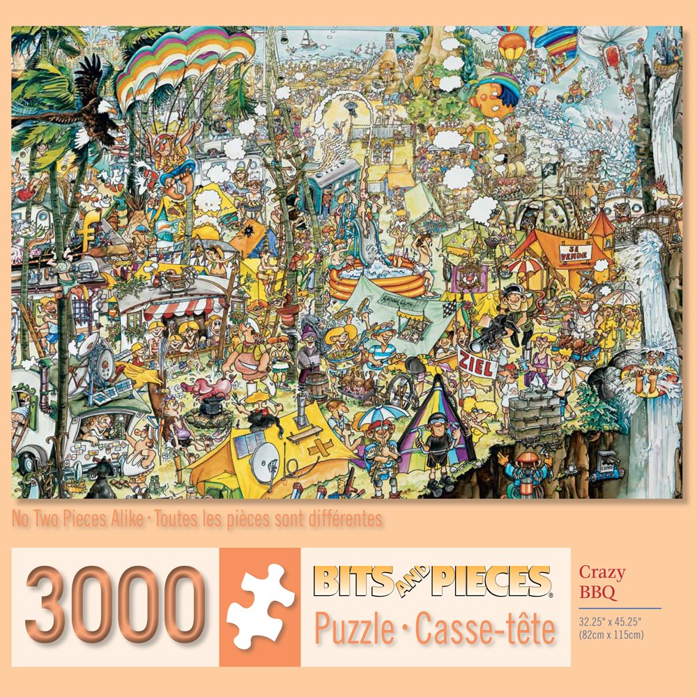 3000 Piece Jigsaw Puzzle for Adults - Crazy BBQ Festival Scene by Artist Gerold Como - 32.25
