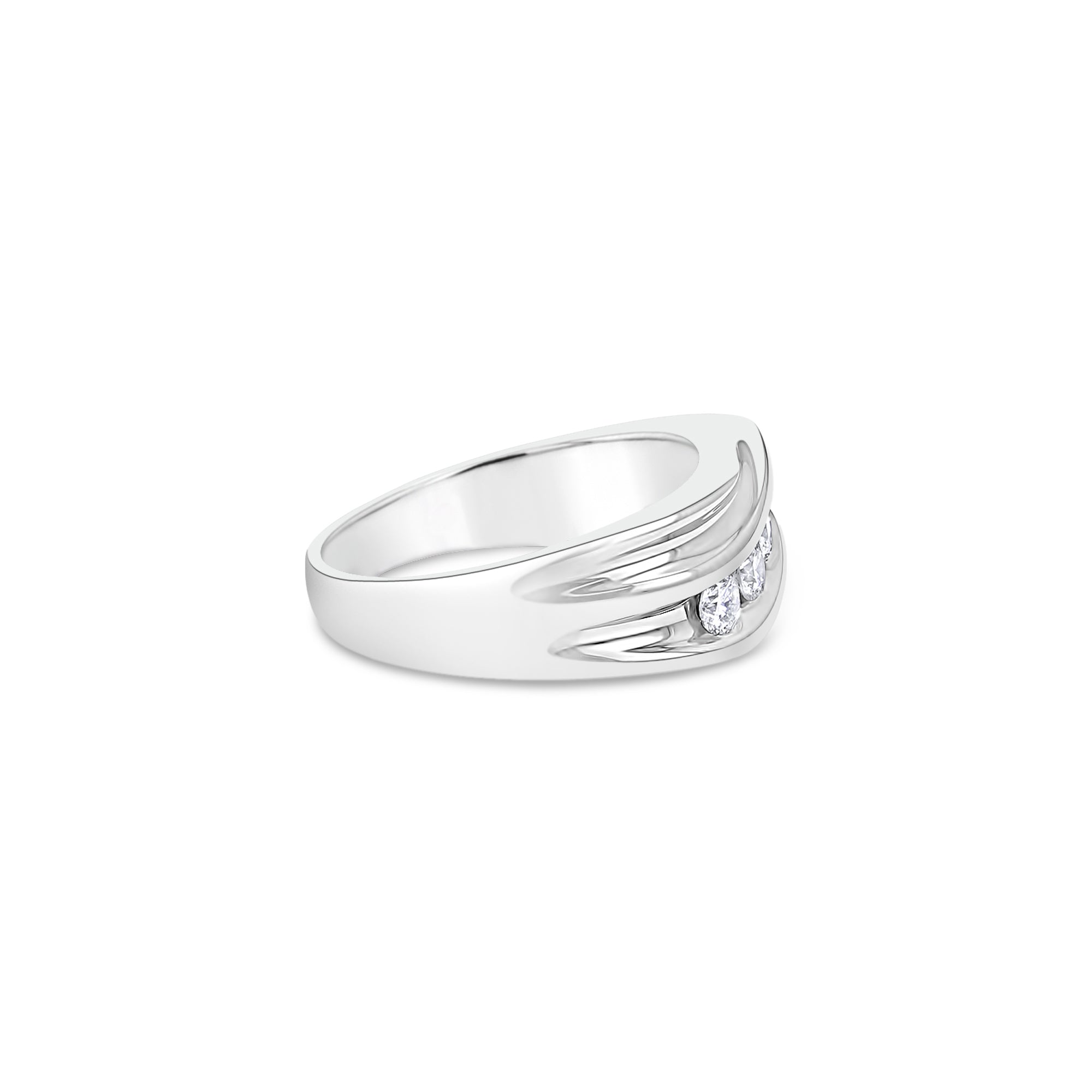 1.50cttw Diagonal Five Stone Diamond Wedding Band in 14k White Gold - Elegant Bridal Ring for Engagement & Anniversary Gifts