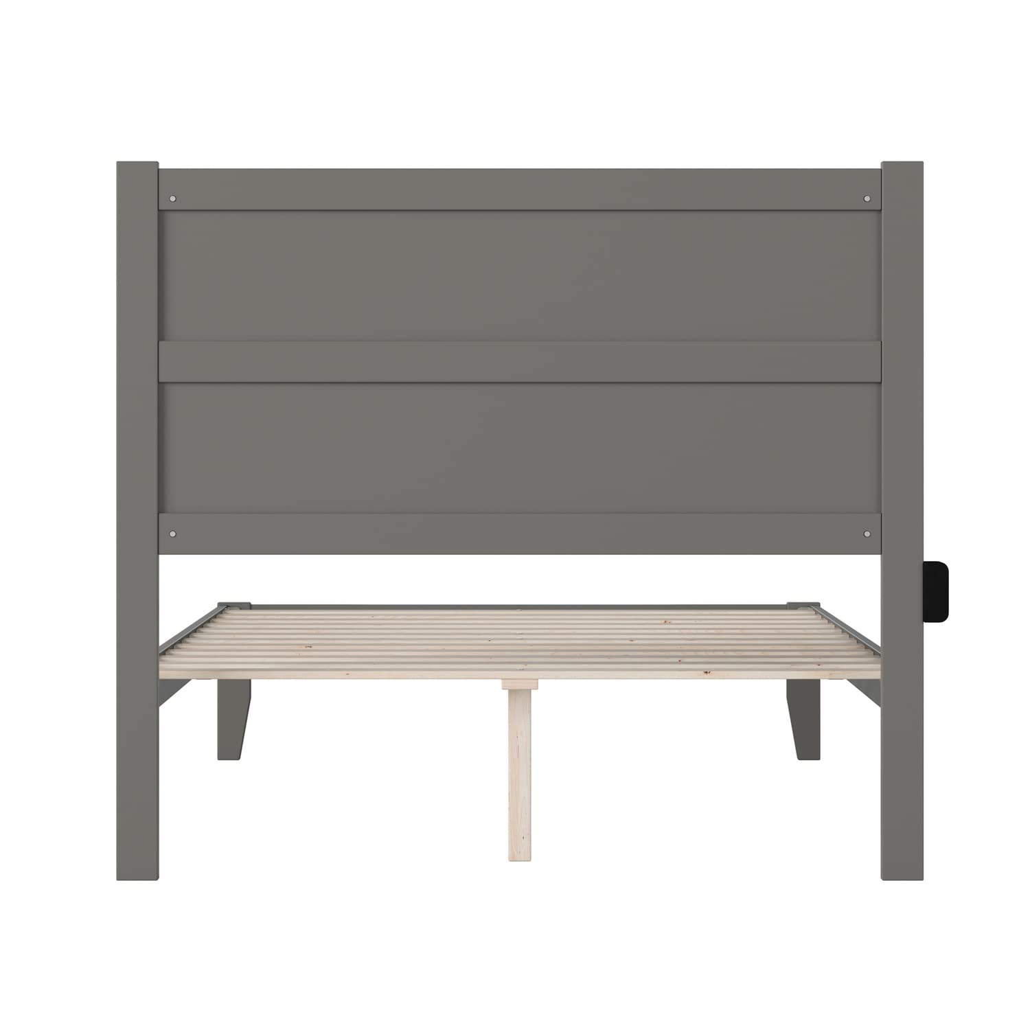 AFI NoHo Full Size Platform Bed Frame with USB Charging Station - Modern Grey Wooden Bed for Small Spaces - Perfect for Apartments, Dorms & Guest Rooms