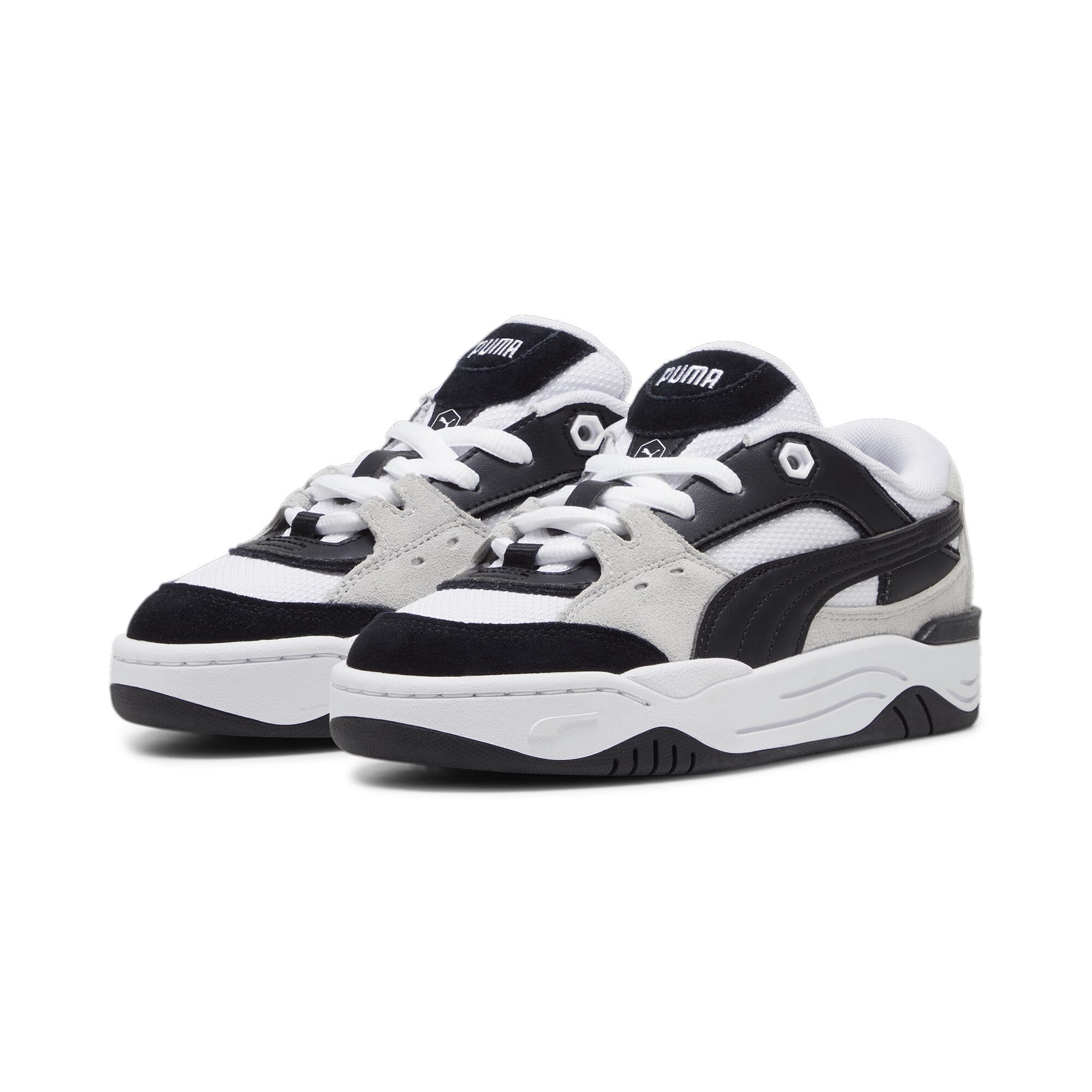 PUMA 180 Sneakers for Kids - White & Black Athletic Shoes Size 7 Big Kid (Youth) - Comfortable Running & School Shoes for Active Boys & Girls