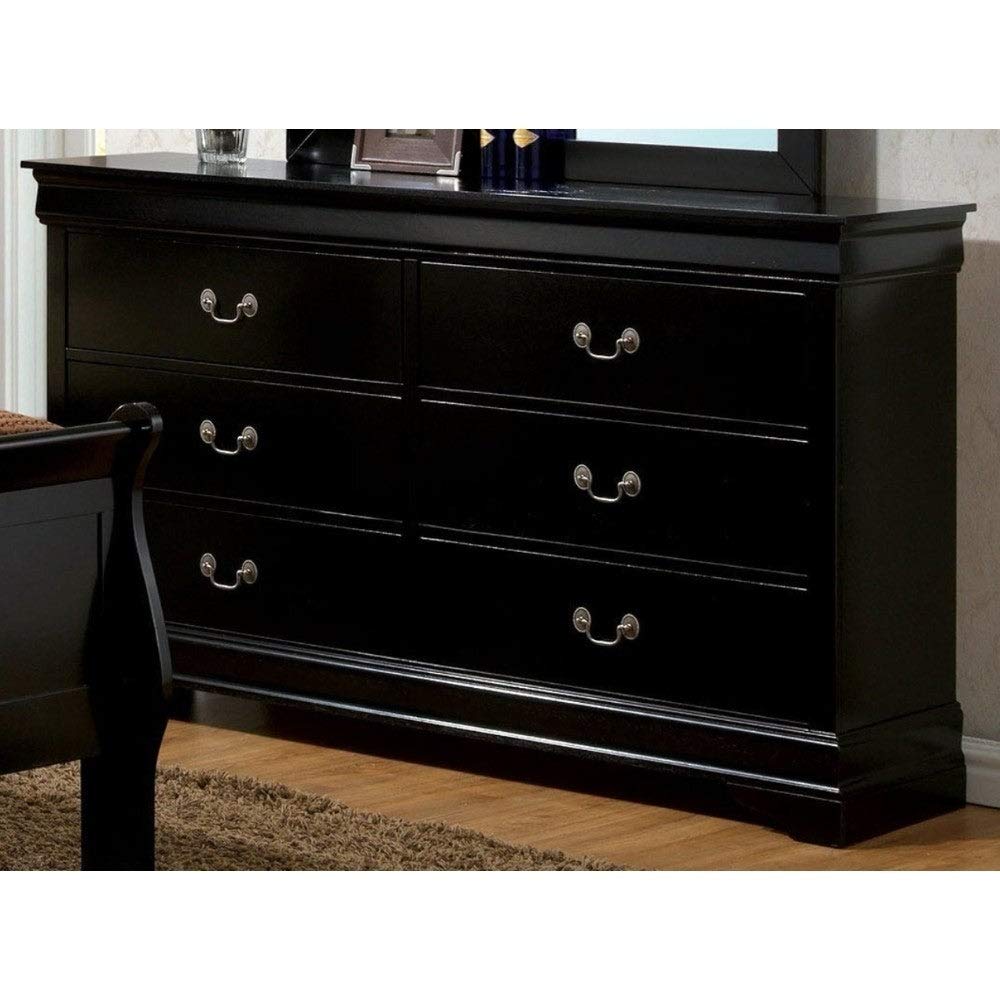 Benjara Bold Wooden Dresser - Black 6-Drawer Chest for Bedroom, Living Room & Office Storage | Solid Wood Furniture for Home Decor & Organization