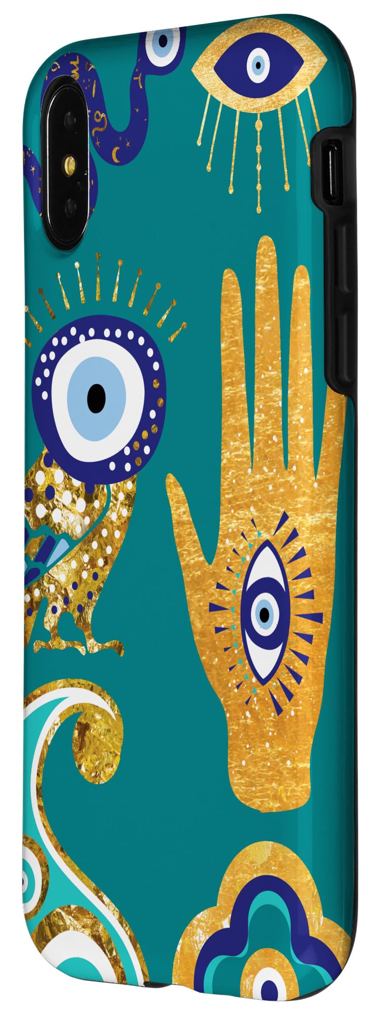 iPhone X/XS Protective Phone Case with Evil Eye & Hamsa Hand Design - Good Luck Charm for Travel, Work & Daily Use