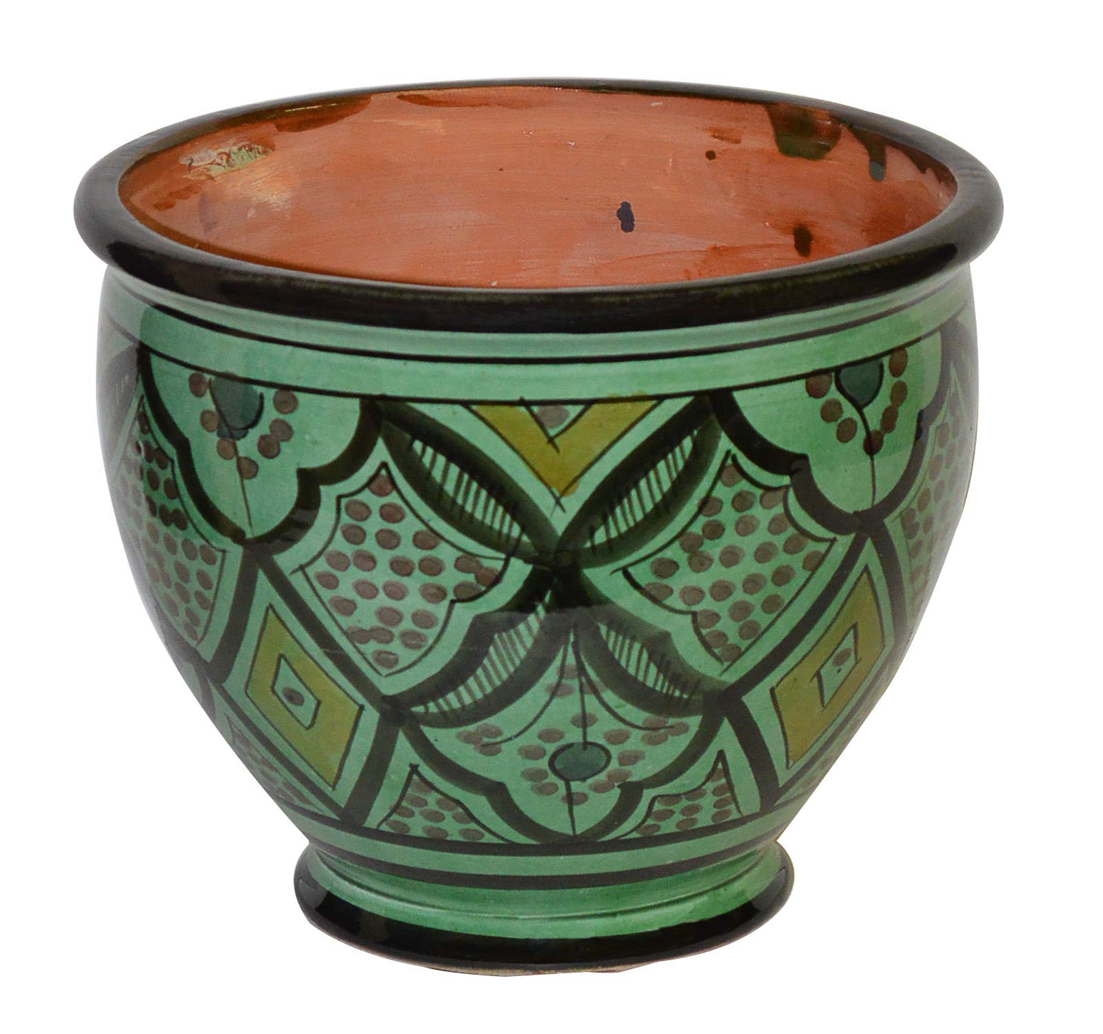 Handmade Moroccan Ceramic Flower Pots with Drain Hole - Spanish Garden Planter for Indoor & Outdoor Plants | Perfect for Home Decor, Patio, and Balcony Gardening