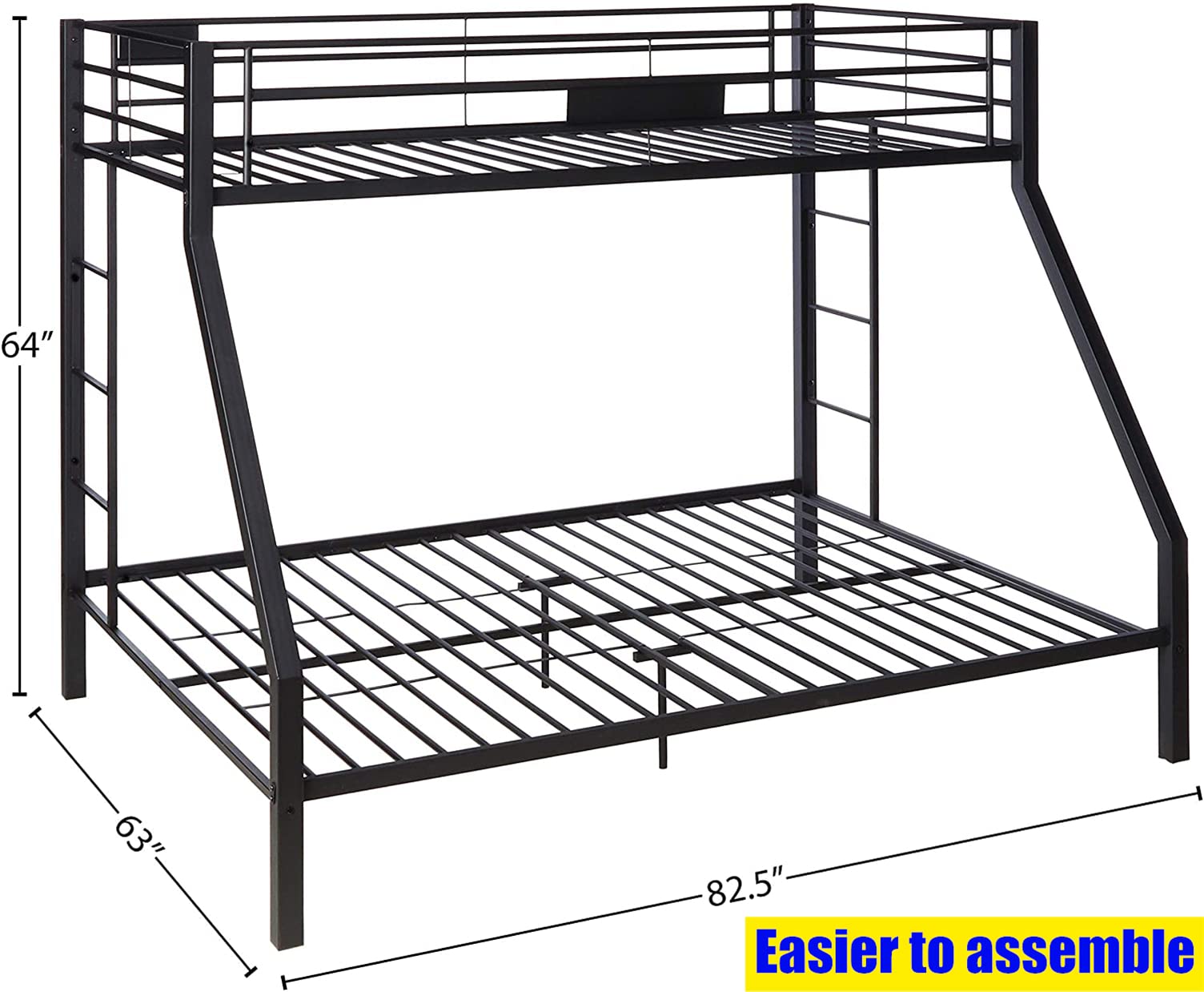 Upgraded Heavy Duty Metal Queen Bunk Bed Frame - Sturdy Steel Construction with Safety Guardrails & Ladder for Kids, Teens & Adults - Easy Assembly (Twin XL over Queen) - Perfect for Dorms, Guest Rooms & Space-Saving Bedroom Solutions