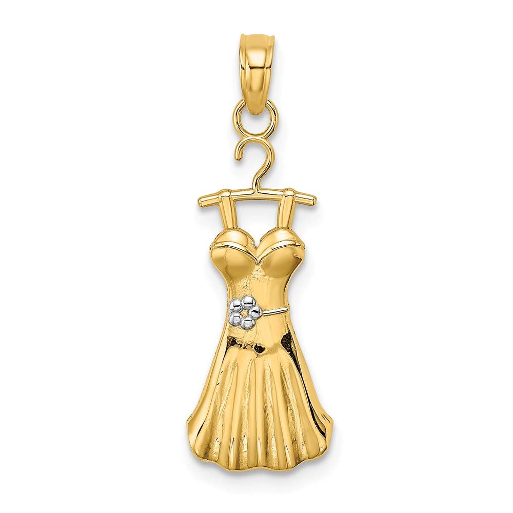 14K White and Yellow Two-Tone Gold Floral Pendant Necklace - Elegant Floral Jewelry for Women, Perfect for Weddings, Parties & Special Occasions