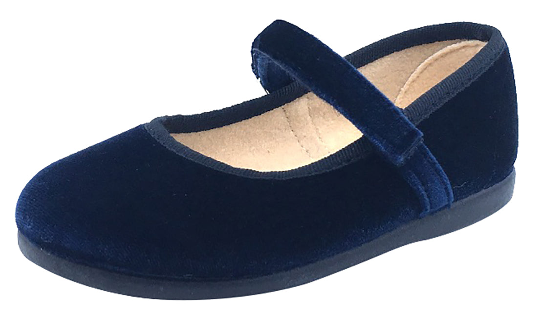 Stylish Navy Blue Velvet Hook and Loop Mary Jane Shoes for Girls – Perfect for School, Parties & Special Occasions