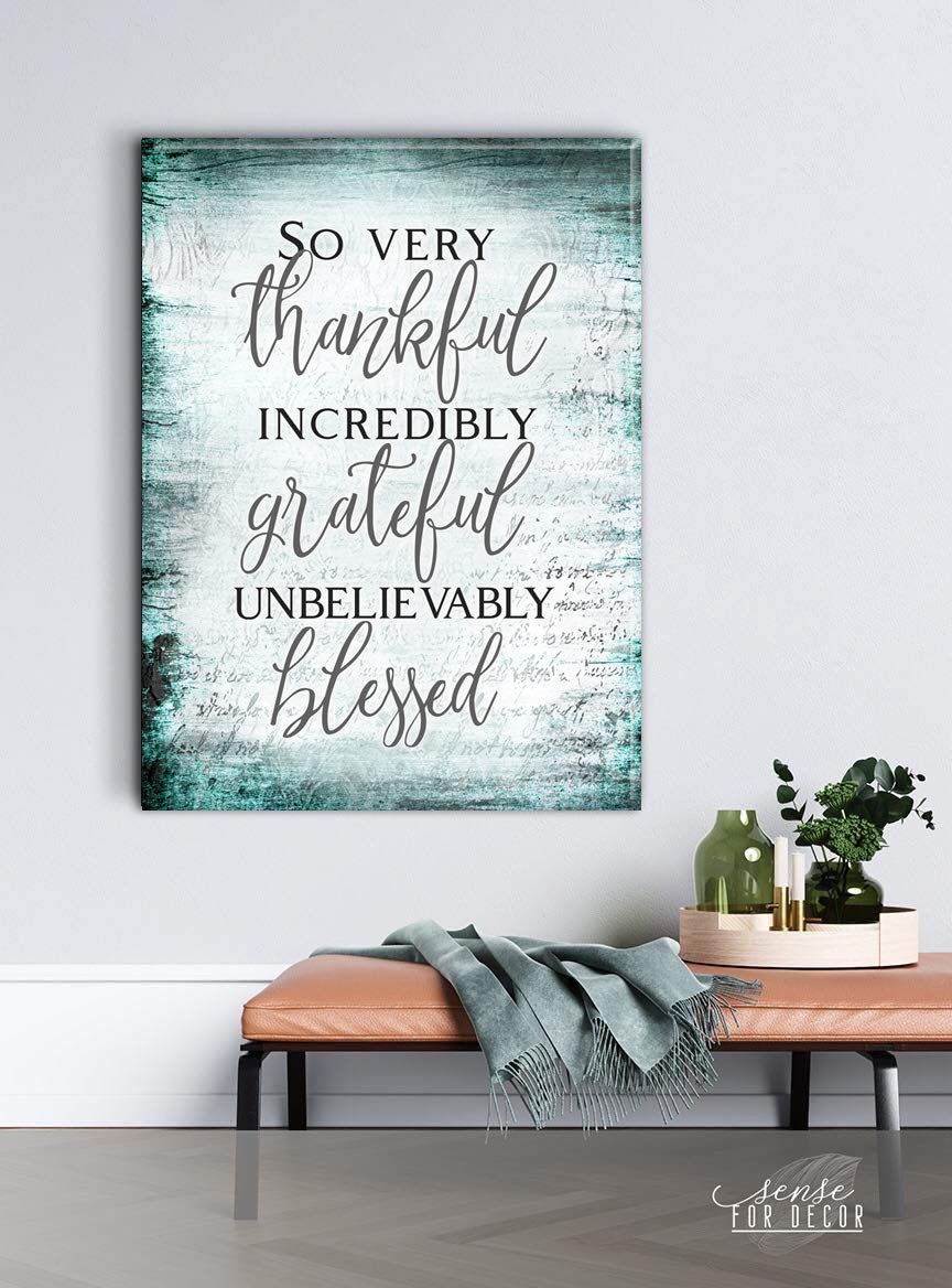 Christian Wall Art - Blessed Sign & Thankful Quotes Wall Decor | Rustic Farmhouse Religious Home Decor | 30 x 40 Inch Brown Wooden Plaque | Perfect for Living Room, Bedroom & Church Inspirational Gift