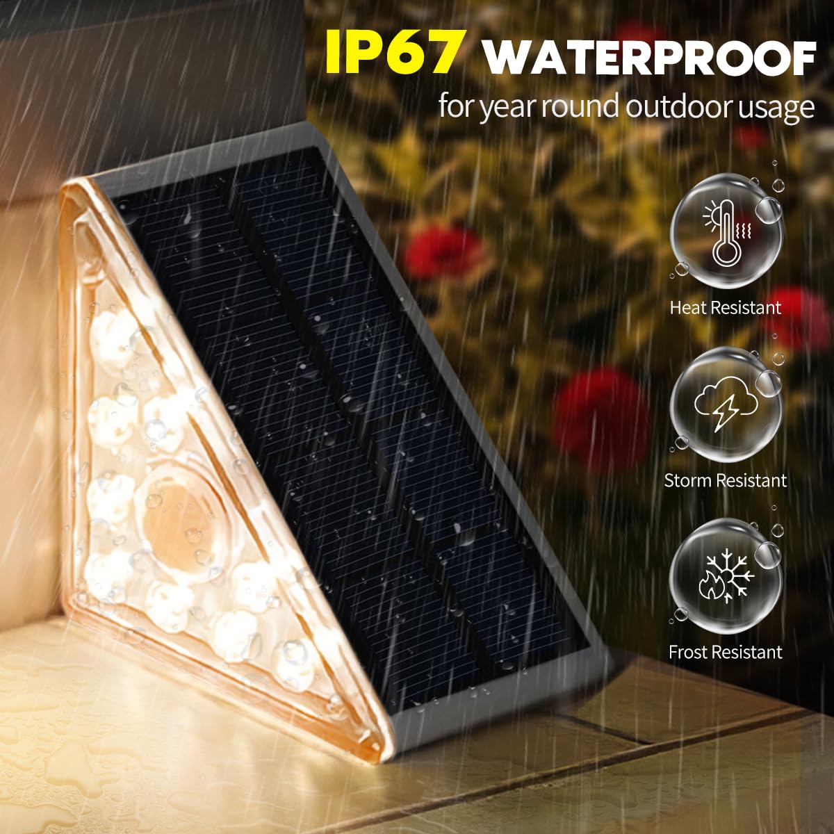 6 Pack Solar Motion Sensor Step Lights - IP67 Waterproof LED Stair Lights with Dusk to Dawn Sensor | Warm White Outdoor Lighting for Garden, Patio, Deck & Yard Pathways | Perfect for Nighttime Safety & Landscape Accent