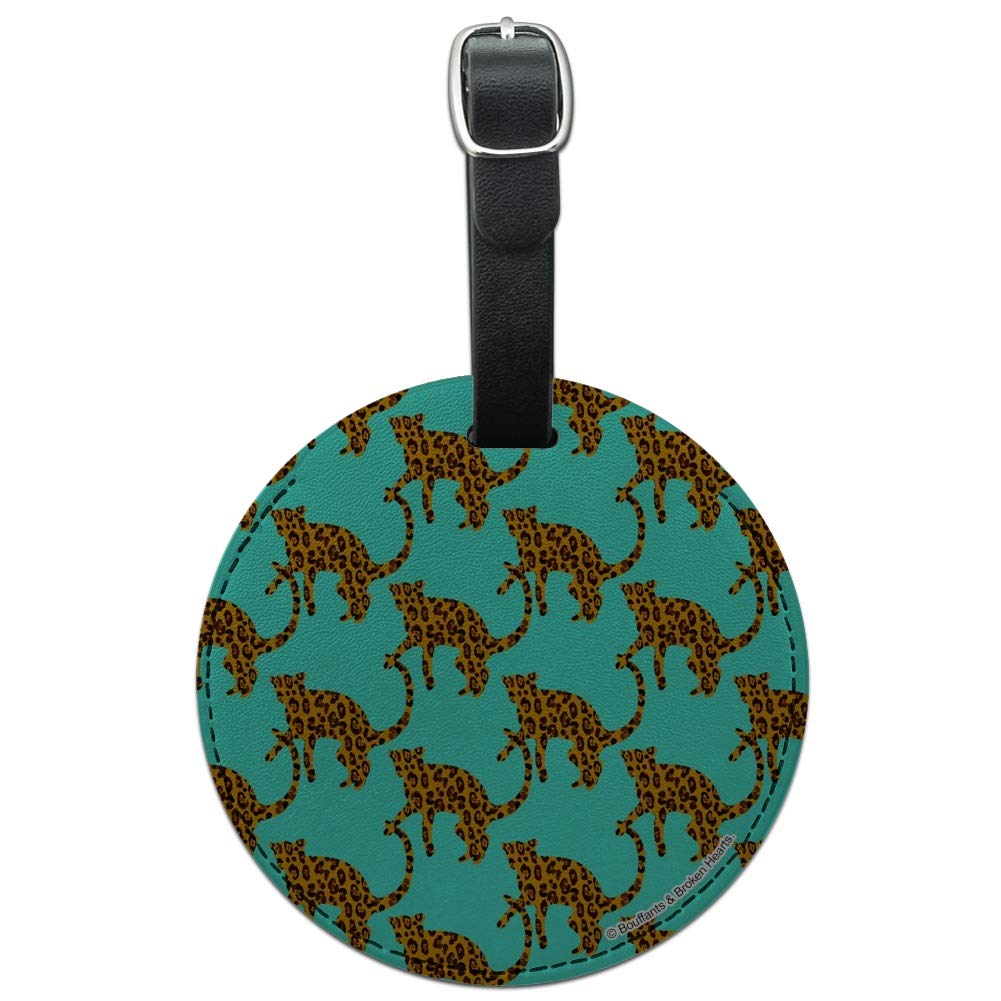 Cheetah Print Round Leather Luggage Tag - Personalized Suitcase ID Tag for Travel Bags & Carry-Ons | Perfect for Airports, Business Trips & Vacation