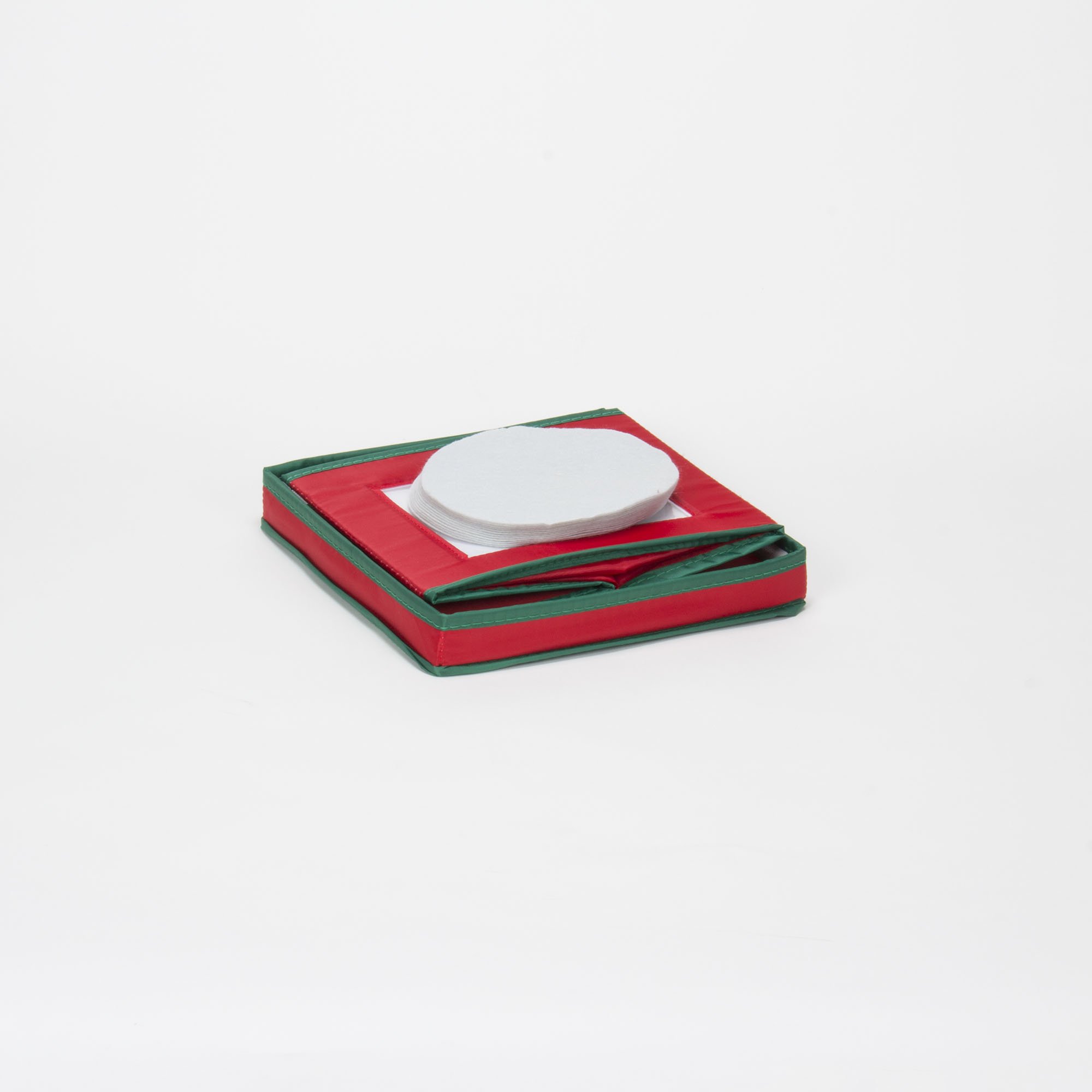 Holiday China Dinnerware Storage for Salad Plates & Bowls - Red Canvas with Green Trim | Removable Lid | Perfect for Christmas, Thanksgiving & Party Tableware Organization