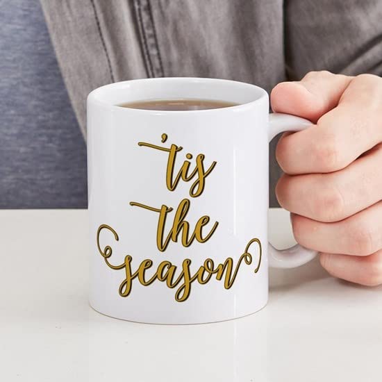 Tis The Season 11 oz Ceramic Coffee Mug (325ml) - Holiday Themed Christmas Gift for Coffee & Tea Lovers - Perfect for Office, Home & Holiday Parties