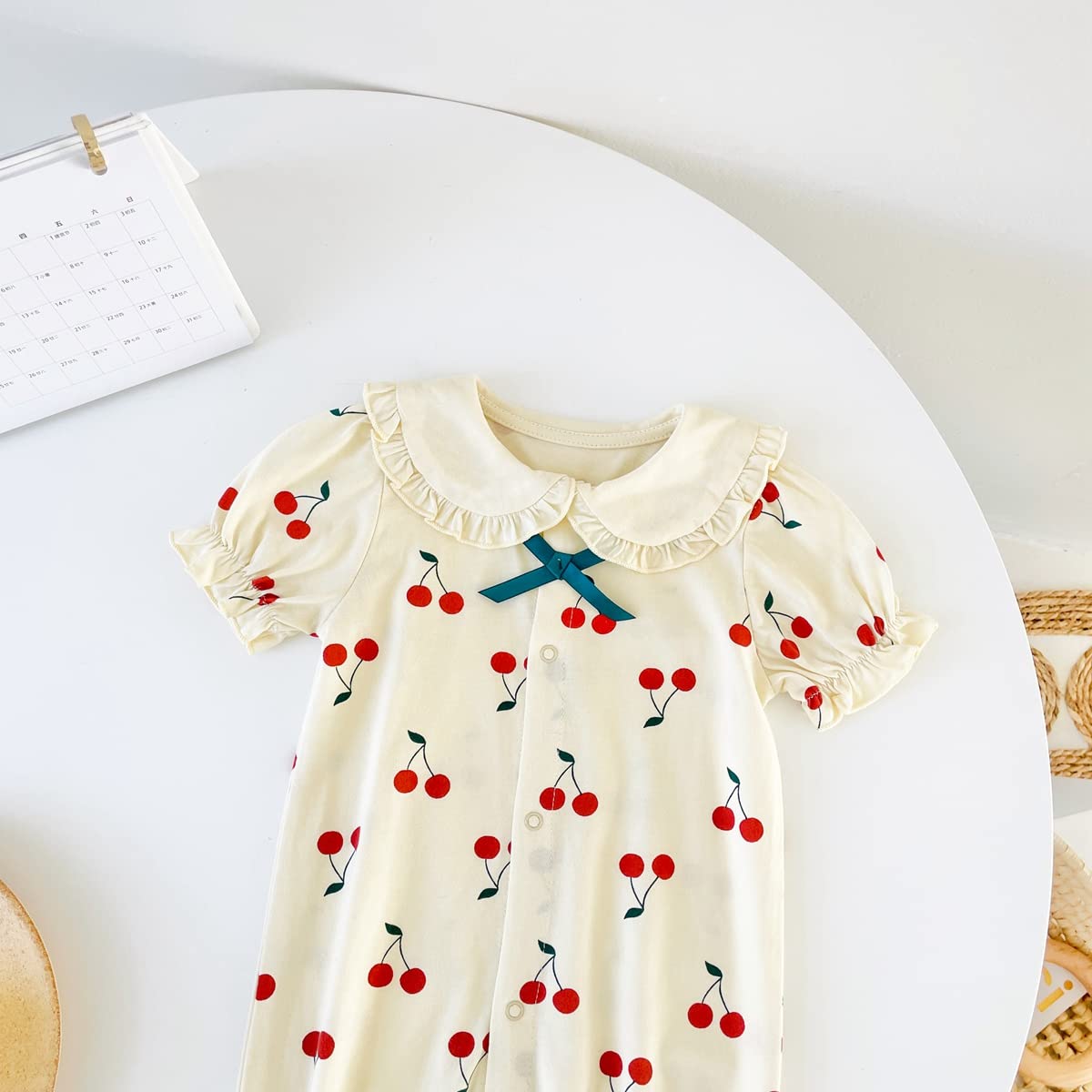 Adorable Baby Girls' Cherry Print Rompers - Soft Cotton Short Sleeve Outfits for Newborns & Infants | Perfect for Summer Playtime, Photo Shoots & Casual Outings