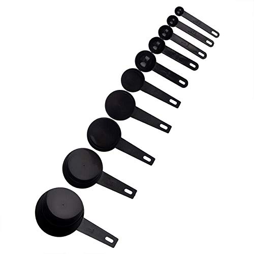 Premium PRAV® 5-Piece Measuring Spoon and Cup Set for Baking, Cooking & Coffee - Accurate Black Kitchen Tools (Ideal for Home Bakers, Baristas & Meal Prep)