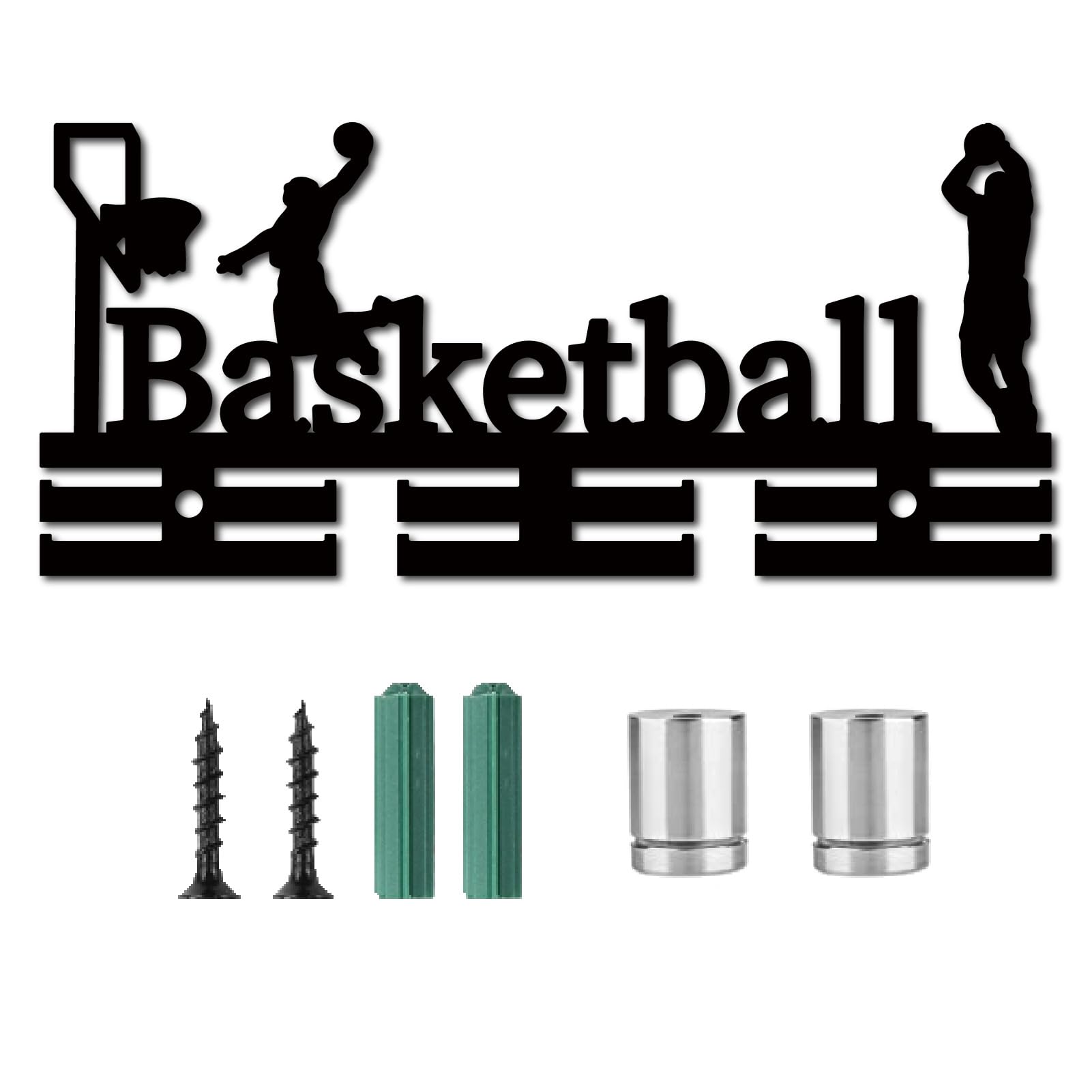 Acrylic Basketball Medal Holder - Wall Mount Sports Award Display Rack for Badges & Ribbons (11.4x5.1in) - Perfect for Athlete Gifts, Competition Winners & Basketball Enthusiasts - Ideal for Trophy Rooms, Sports Clubs & Home Gym Decor