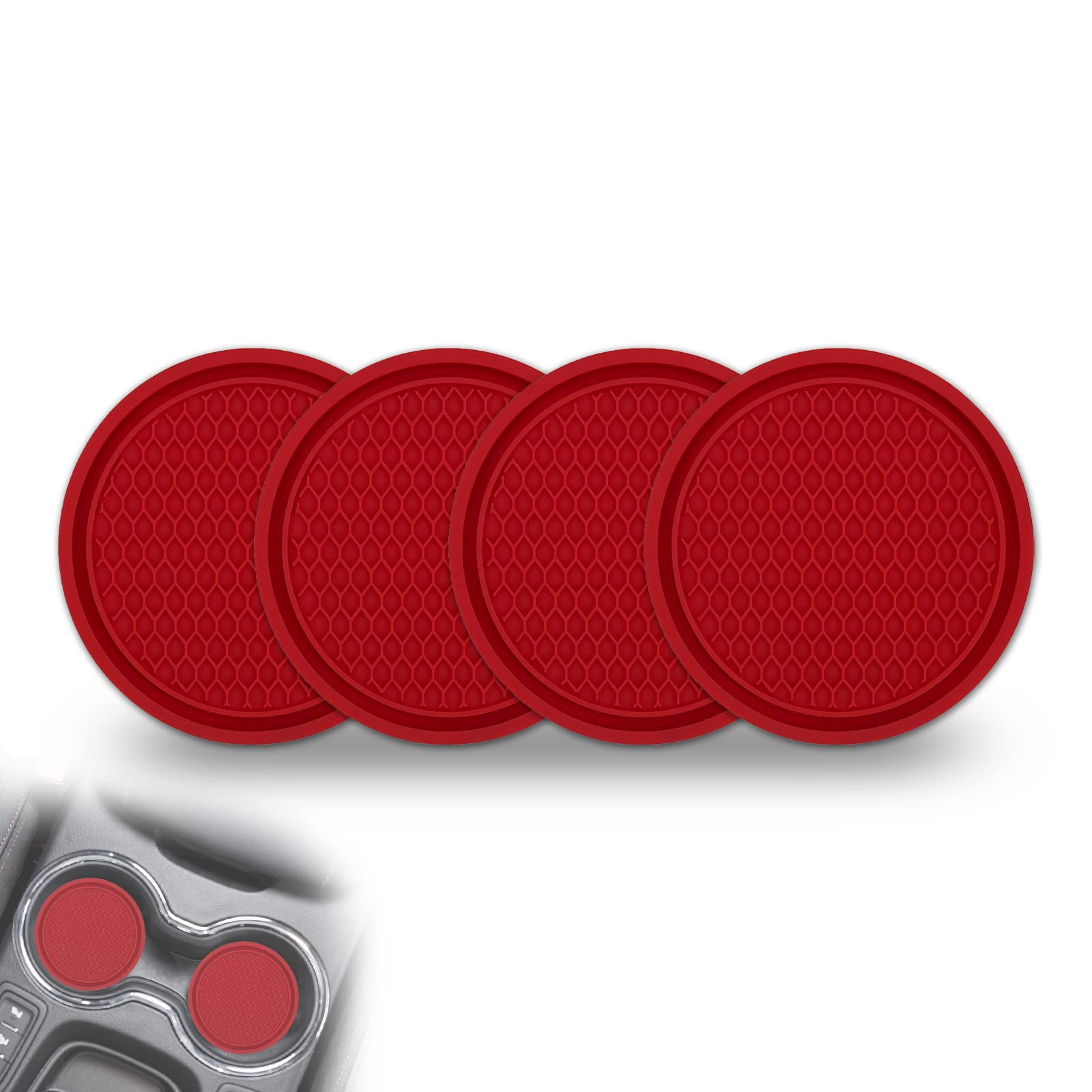 4PCS Silicone Car Cup Coasters - Anti-Slip Honeycomb Design for Auto Interior Accessories | Universal Fit for Most Vehicles