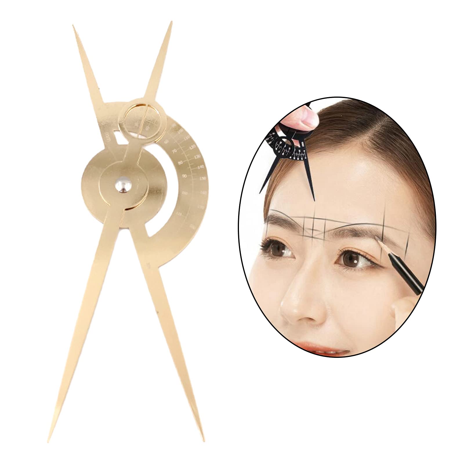 Professional Eyebrow Stencil Kit - Reusable & Removable Symmetrical Brow Shaper Tool for DIY Makeup - Gold | Perfect for Eyebrow Shaping, Microblading Practice & Beauty Salon Use