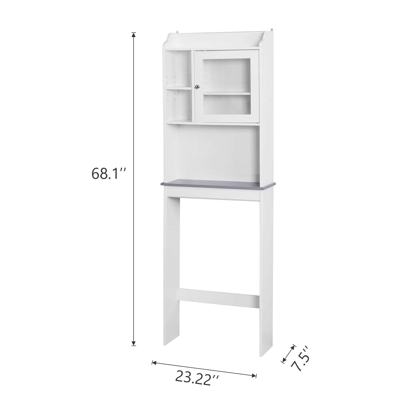 Over The Toilet Cabinet - Adjustable Shelf Bathroom Storage for Small Spaces - White