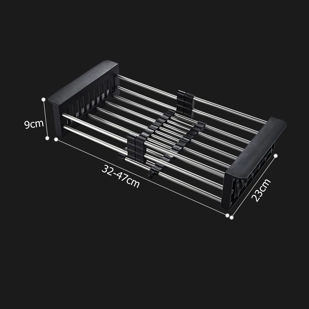 Adjustable Stainless Steel Kitchen Sink Organizer - Expandable Dish Drying Rack with Drainer, Fruit & Vegetable Storage Tray - Perfect for Small Kitchens, Countertop Space Saving, Dishwashing & Produce Drying