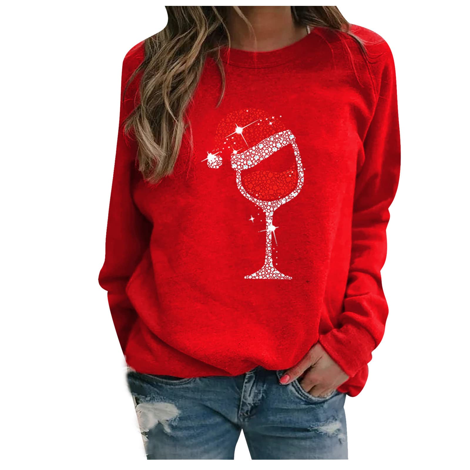 Plus Size Long Sleeve T-Shirts for Women - Summer Bell Sleeve Round Neck Ruffle Blouse, Casual Loose Fit Red Top | Perfect for Office Wear, Date Nights & Everyday Comfort