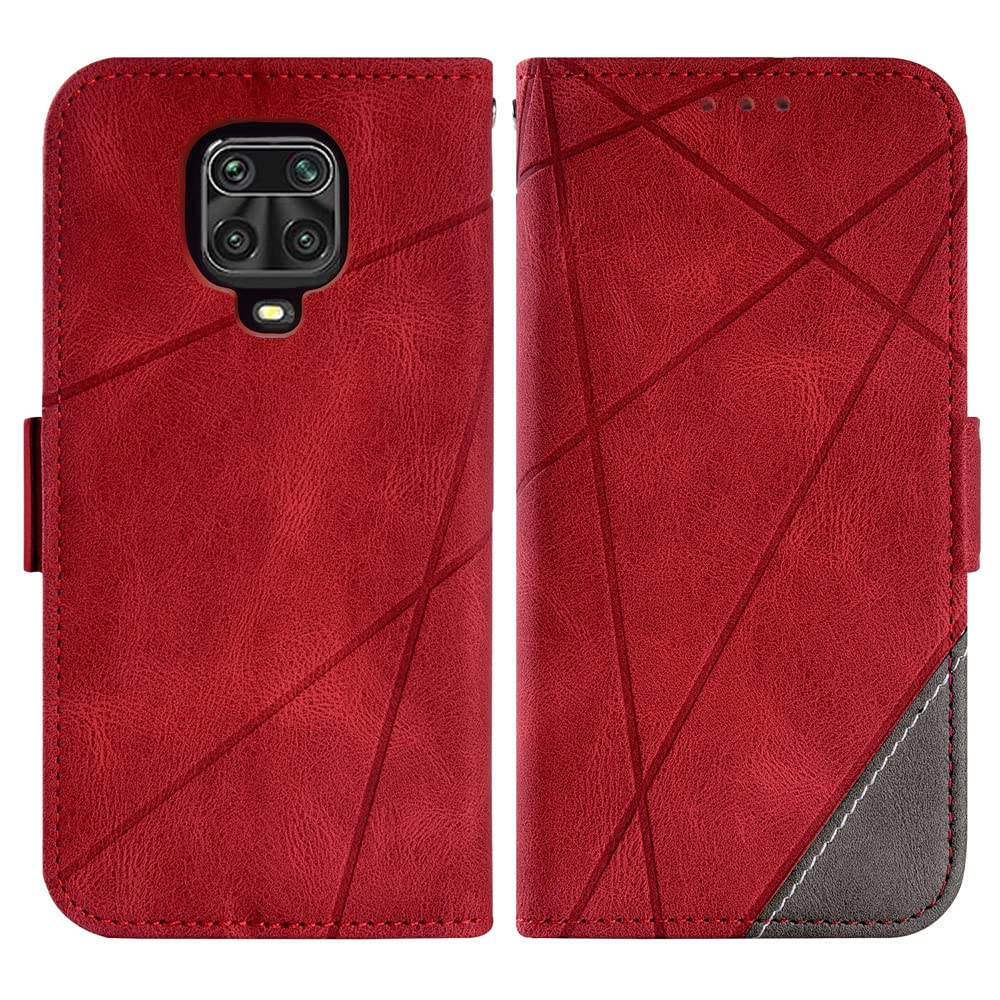 Premium Leather Wallet Case for Xiaomi Redmi Note 9 Pro/9S/9 Pro Max/Poco M2 Pro - Flip Cover with Card Slots & Stand | Tempered Glass Screen Protector Included | Perfect for Work, Travel & Daily Protection