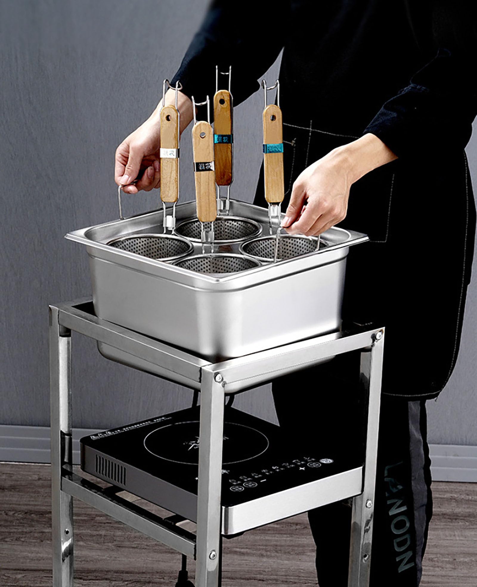 Premium 304 Stainless Steel Pasta Cooker Set - 2/4/6 Hole Options, Fast Heating Commercial Pasta Pot with Hangable Lid & Ergonomic Handles for Home Kitchen & Restaurant Use - Perfect for Spaghetti, Noodles & Pasta Cooking