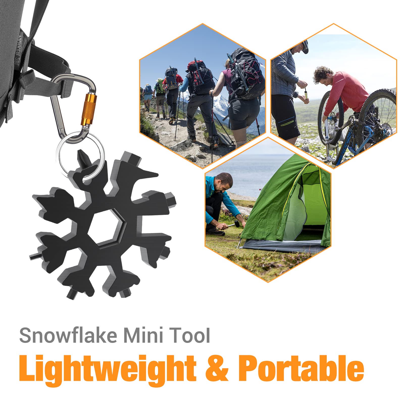 18-in-1 Snowflake Multitool for Men - Perfect Father's Day Gift, Birthday Present for Boyfriend, Husband & Dad - Cool Camping Gadgets & Outdoor Accessories (Great for Hiking, Survival Kits & Everyday Carry)
