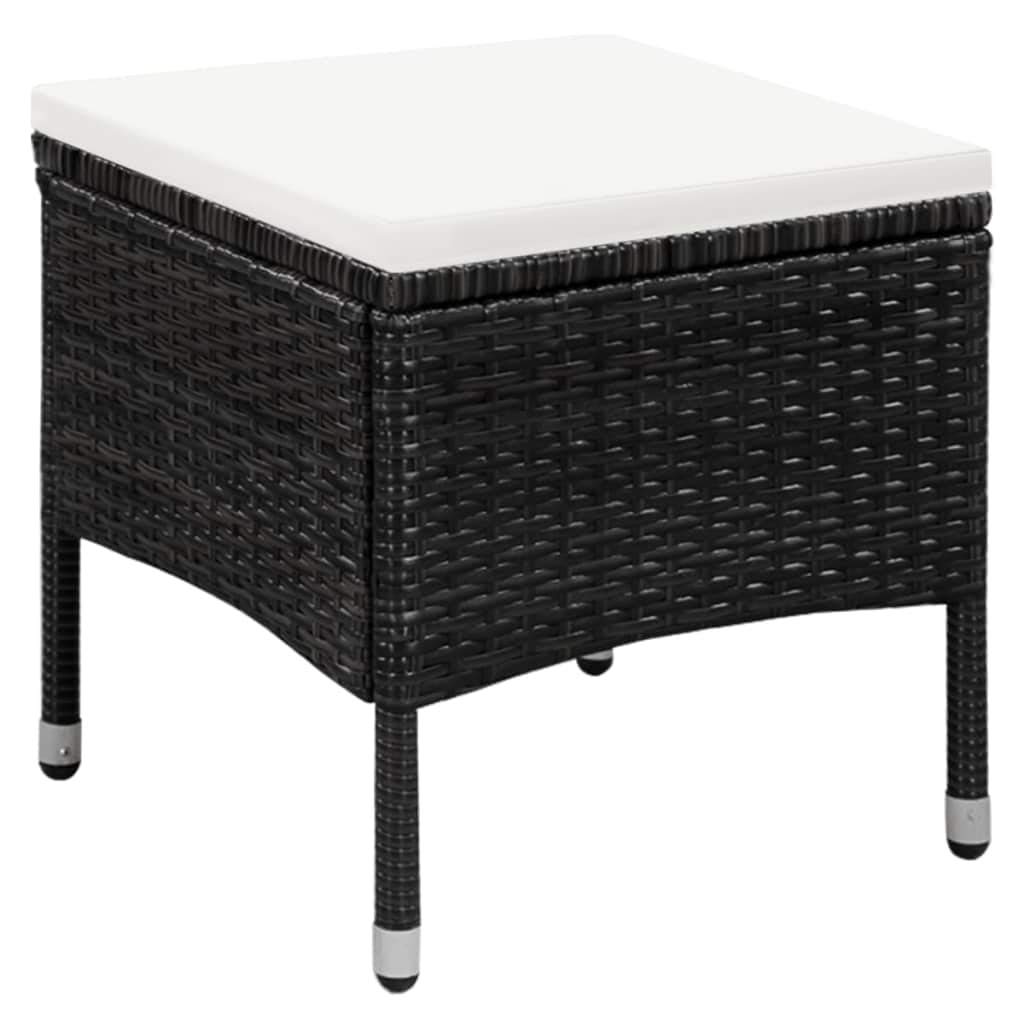 vidaXL Patio Chair and Stool Set with Removable Cushions - Durable Poly Rattan Outdoor Furniture, Water-Resistant, Black - Perfect for Backyard, Garden, and Poolside Relaxation