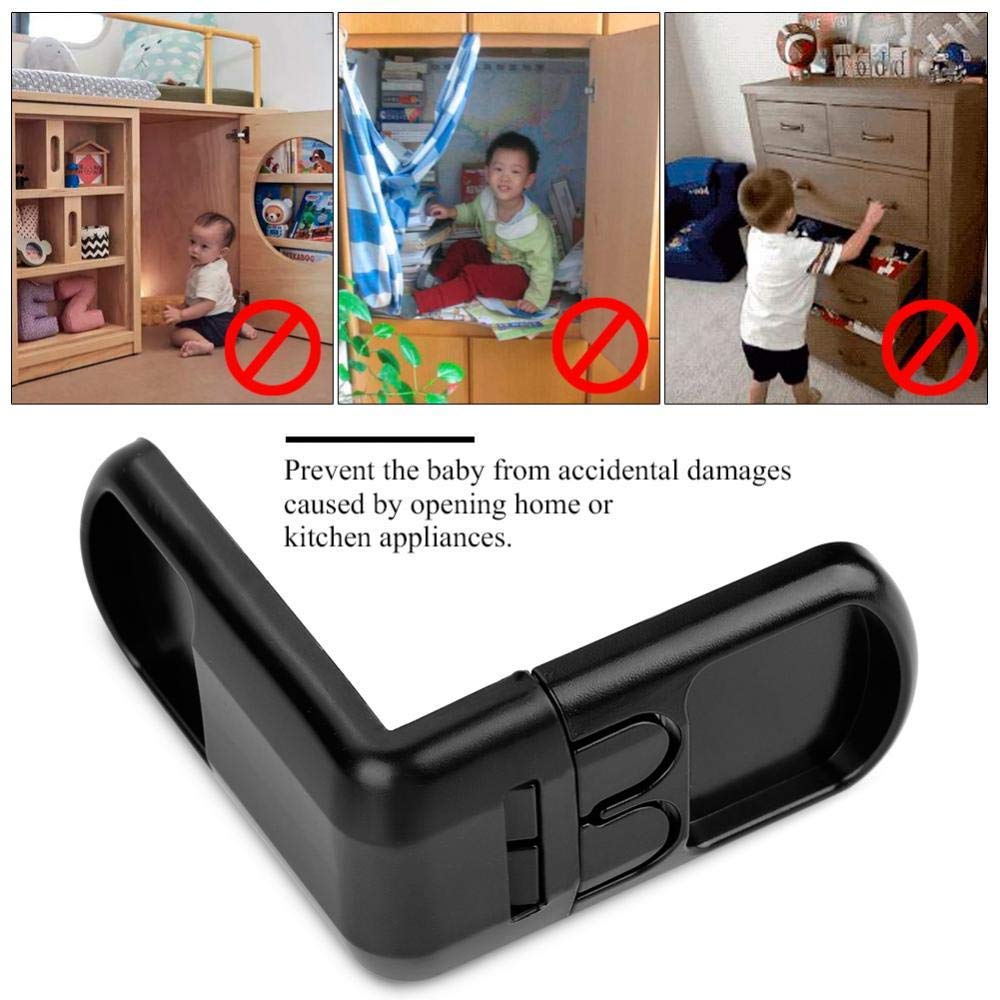 5Pcs Baby Safety Cabinet Locks - Child Proof Drawer & Door Locks for Kids - Black Child Safety Latches for Home Security - Perfect for Kitchen Cabinets, Bathroom Drawers & Nursery Furniture