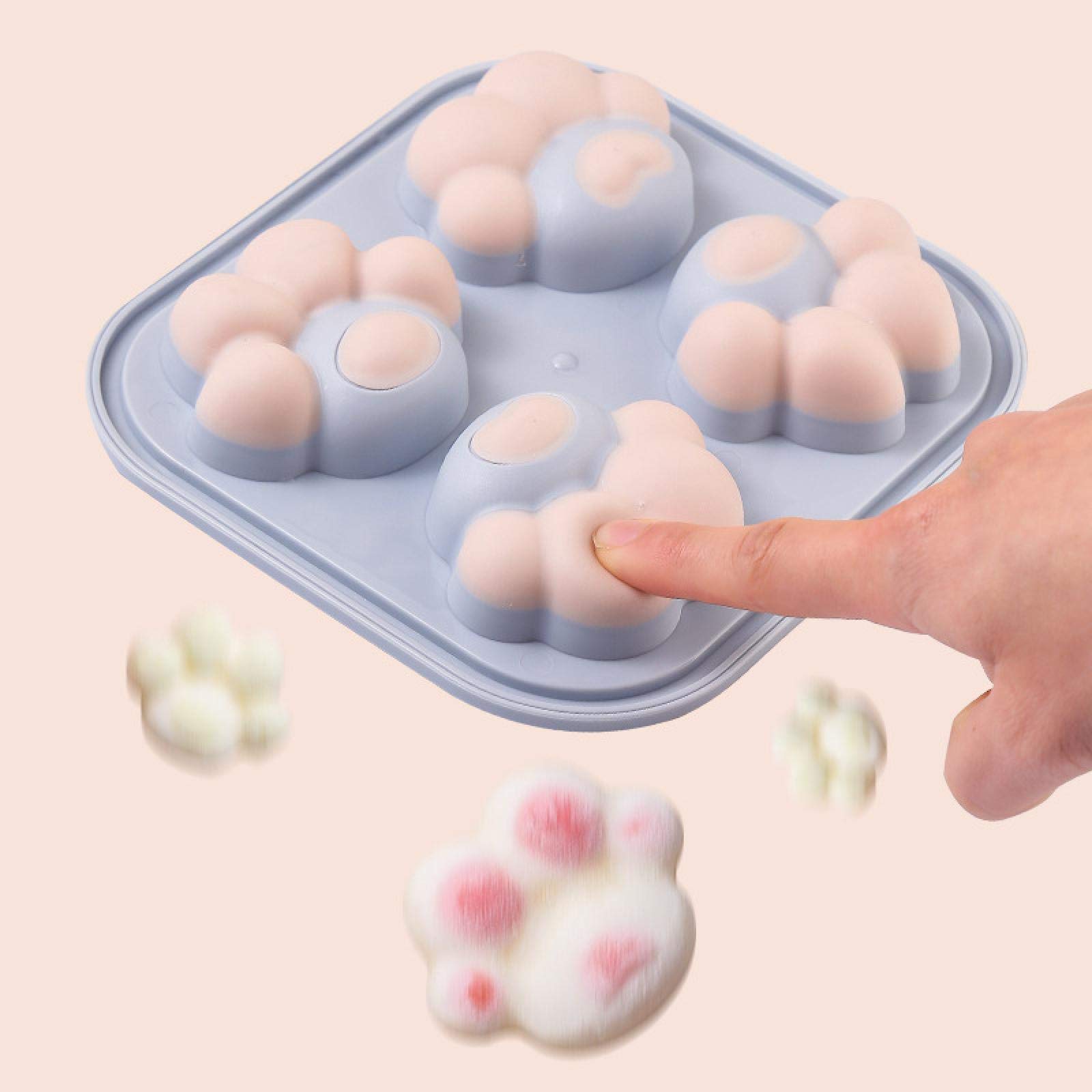 NA Silicone Ice Cream Mold Set - Summer DIY Cat Paw Popsicle Maker, Reusable Freezer Tray for Homemade Ice Cream & Frozen Treats (Pink/Purple) - Perfect for Kids Parties, Summer Snacks & Family Fun