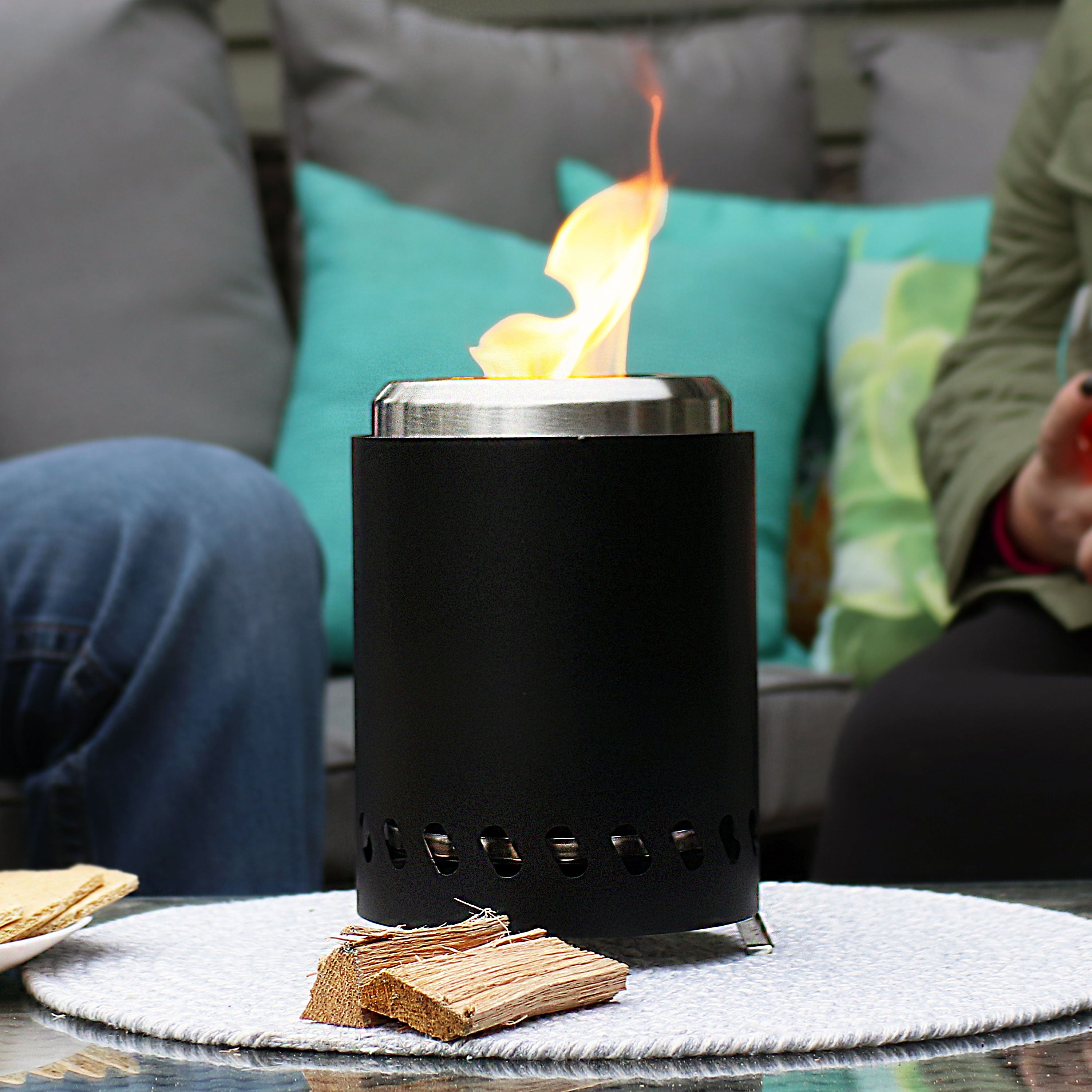 Sunnydaze Portable Tabletop Smokeless Fire Pit with Carry Bag & Poker - Perfect for Camping, Backyard, Patio & Outdoor Gatherings