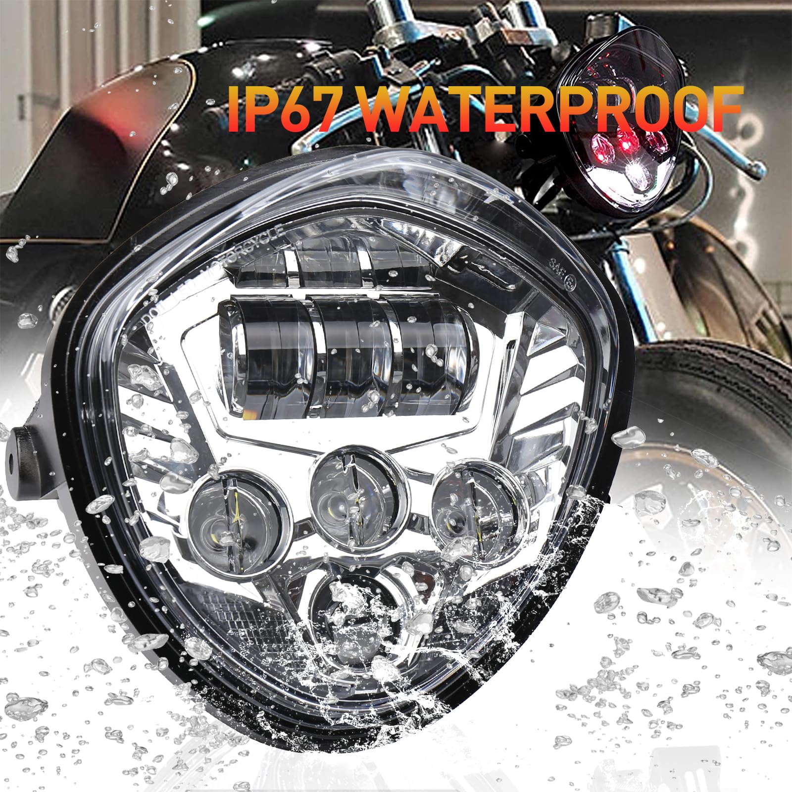 7 Inch LED Motorcycle Headlight - High/Low Beam with White & Red DRL - Universal Mounting Bracket for Harley, Kawasaki, Suzuki, Yamaha, Ducati, Victory, Honda - Perfect for Night Riding and Off-Road Adventures