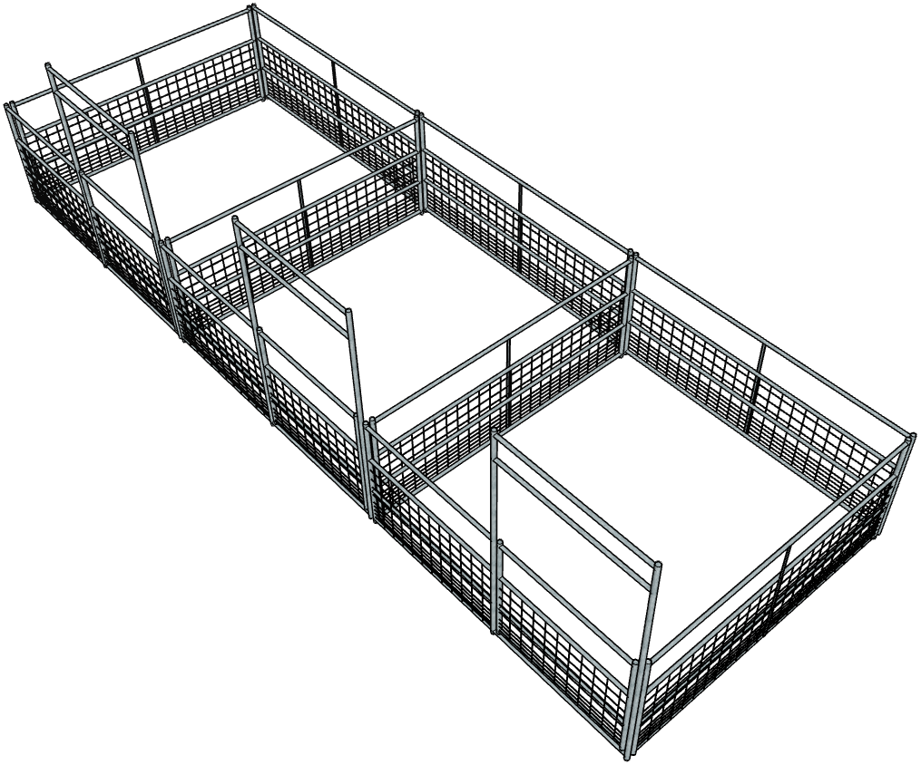 3 Side by Side Galvanized 10ft x 10ft 4-Rail Horse Stall Panels with Heavy Duty Mesh - Durable Stable Fencing for Horse Barns, Riding Arenas & Pastures